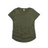 Front Flat Lay of GOEX Ladies Eco Triblend Drop Hem Pocket Tee in Olive