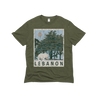 Flat Lay of GOEX Unisex and Men's Lebanon Eco Triblend Graphic Tee in Olive
