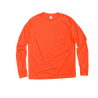 Front Flat Lay of GOEX Unisex and Men's Eco Poly LS Tee in Neon Orange