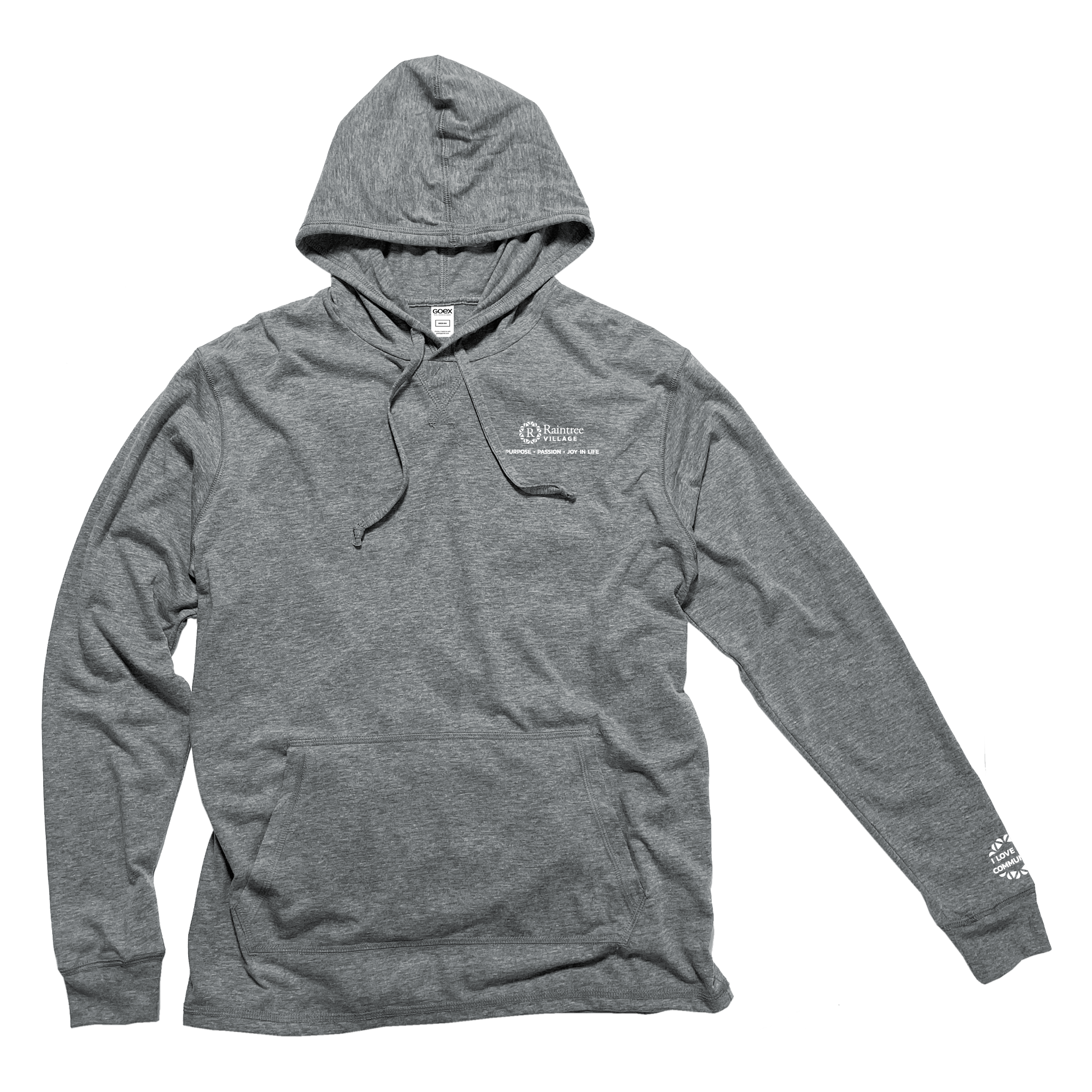 Raintree Village Unisex Heather Grey Hooded Tee