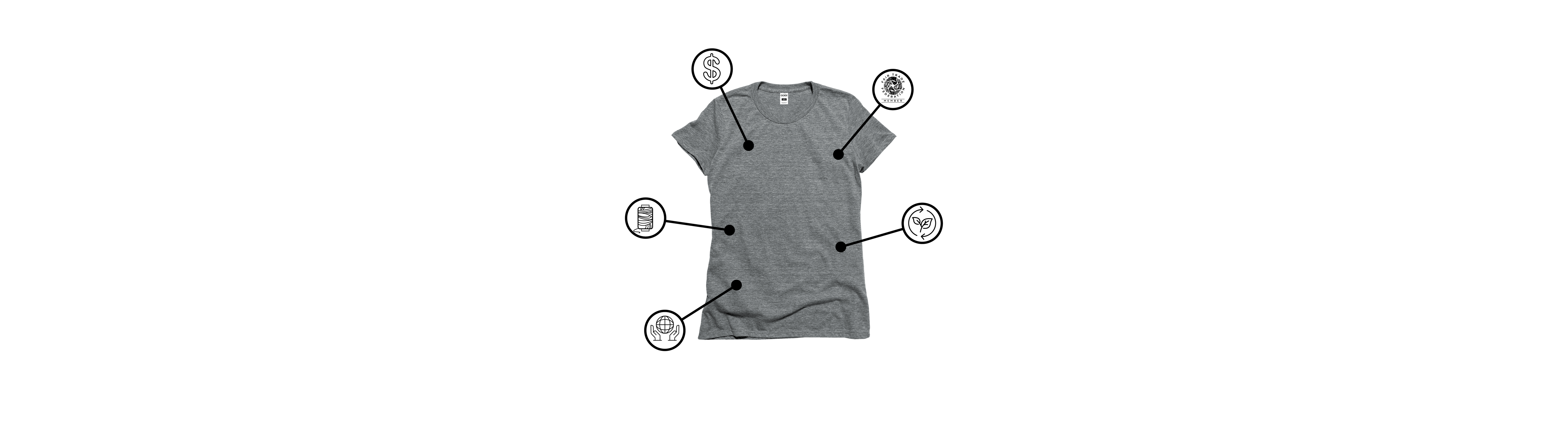 Flat Lay of Ladies Eco Triblend Tee in Heather Grey with Icons