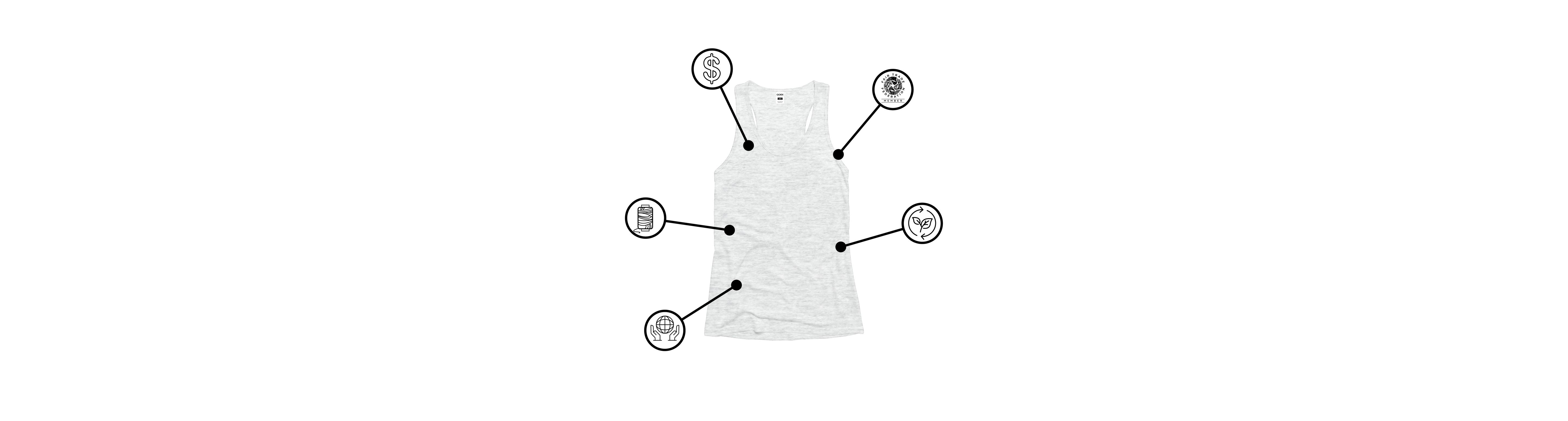 Flat Lay of Ladies Eco Triblend Rib Tank in Vintage White with Icons