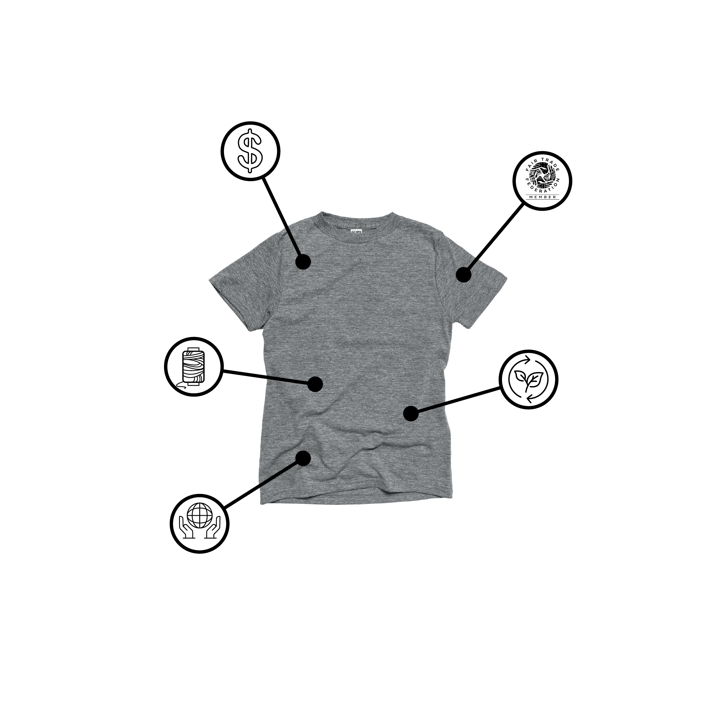 GOEX Youth Eco Triblend Heather Grey Tee with Icons
