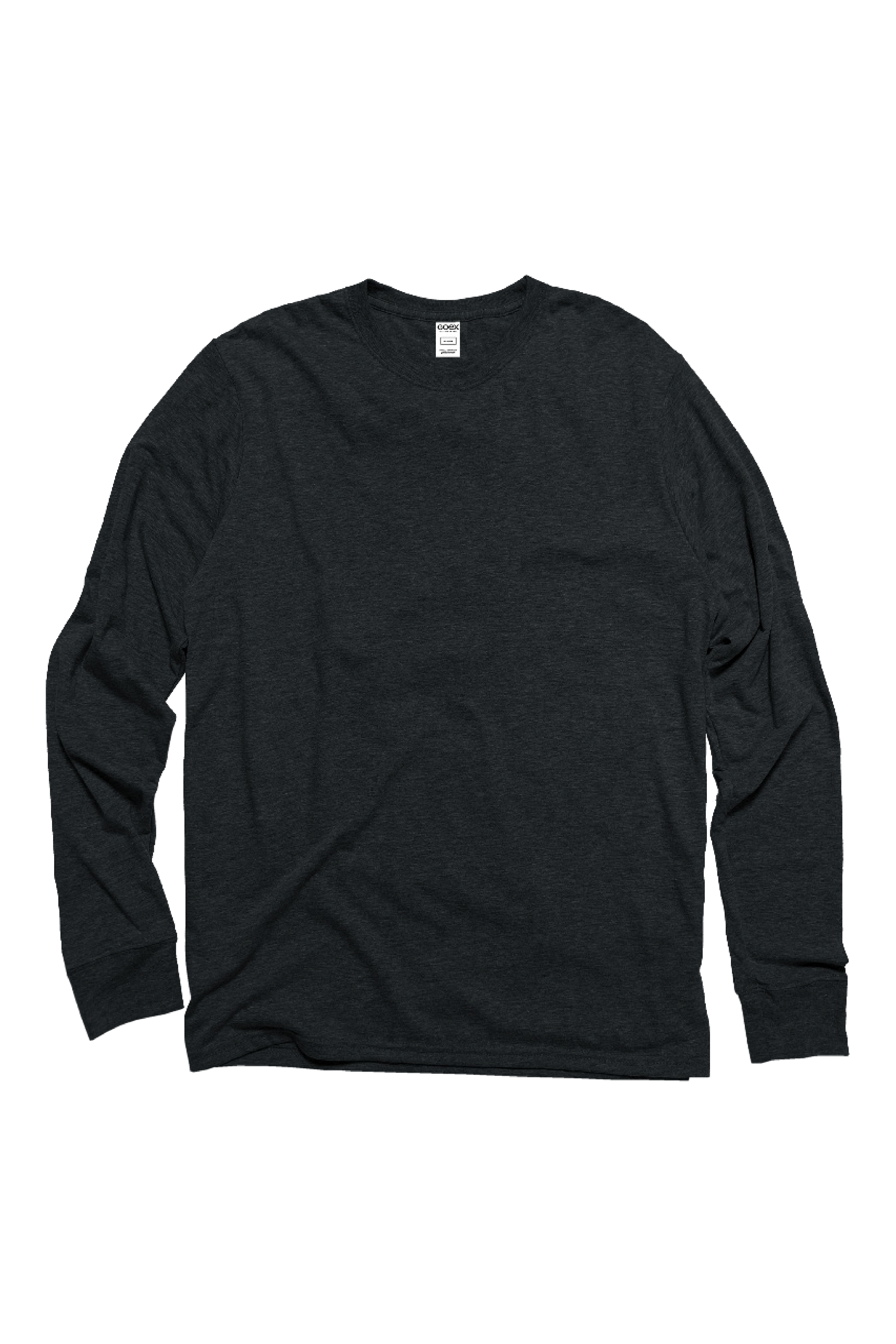 Flat Lay of GOEX Unisex and Men&#39;s Eco Triblend Long Sleeve Tee in Charcoal