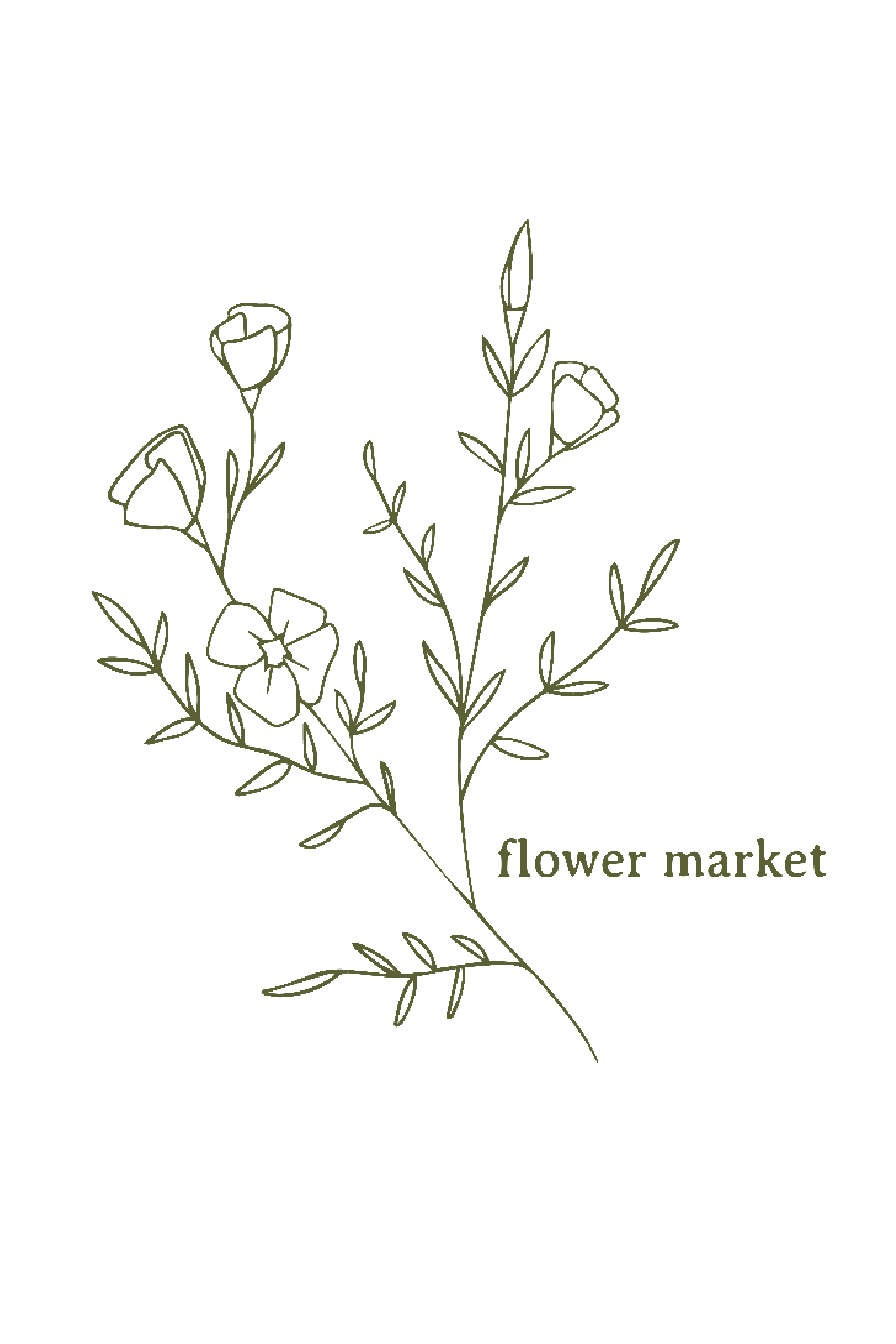 Flower Illustration with &quot;Flower Market&quot; on the side