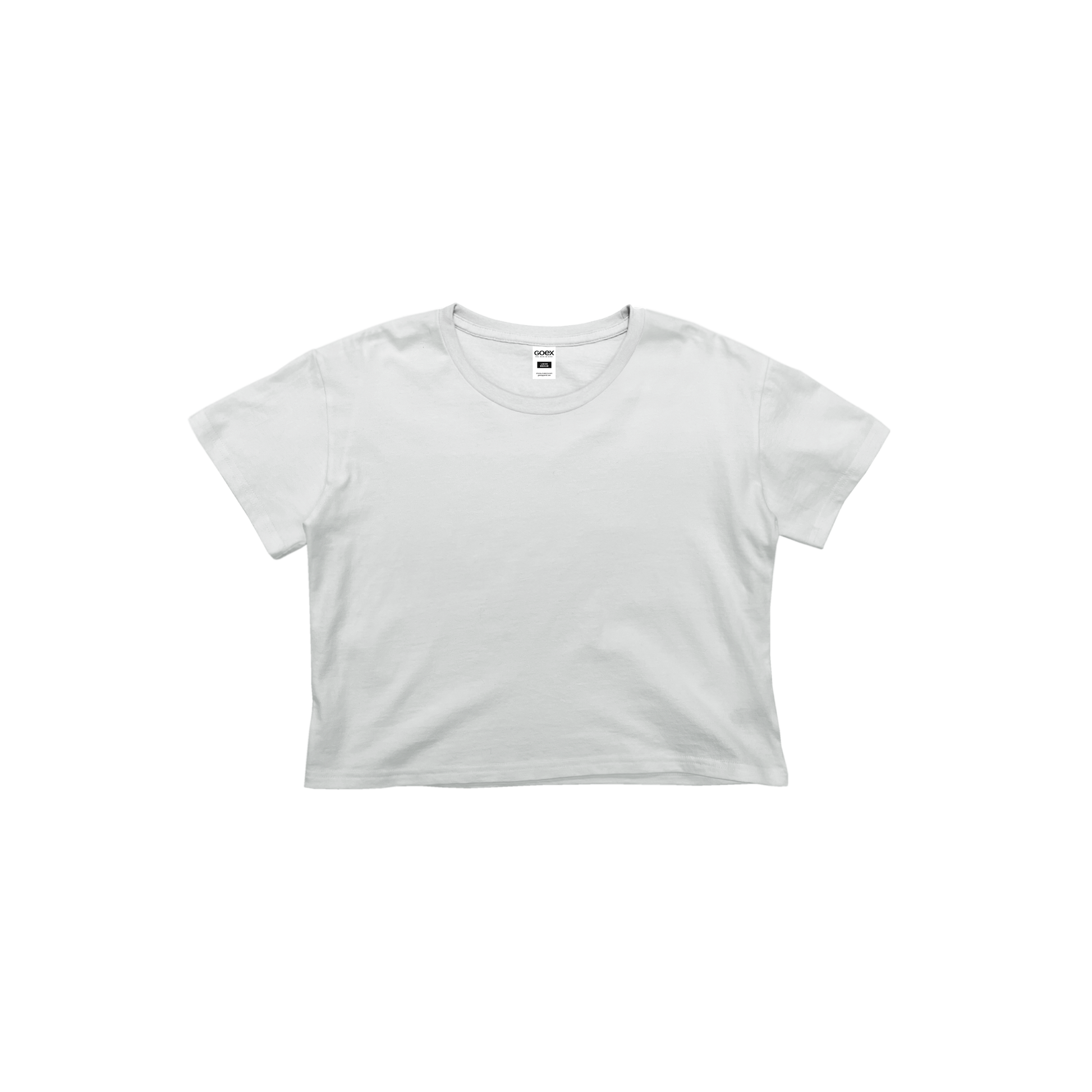 Front Flat Lay of GOEX Ladies Cotton Crop Tee in White