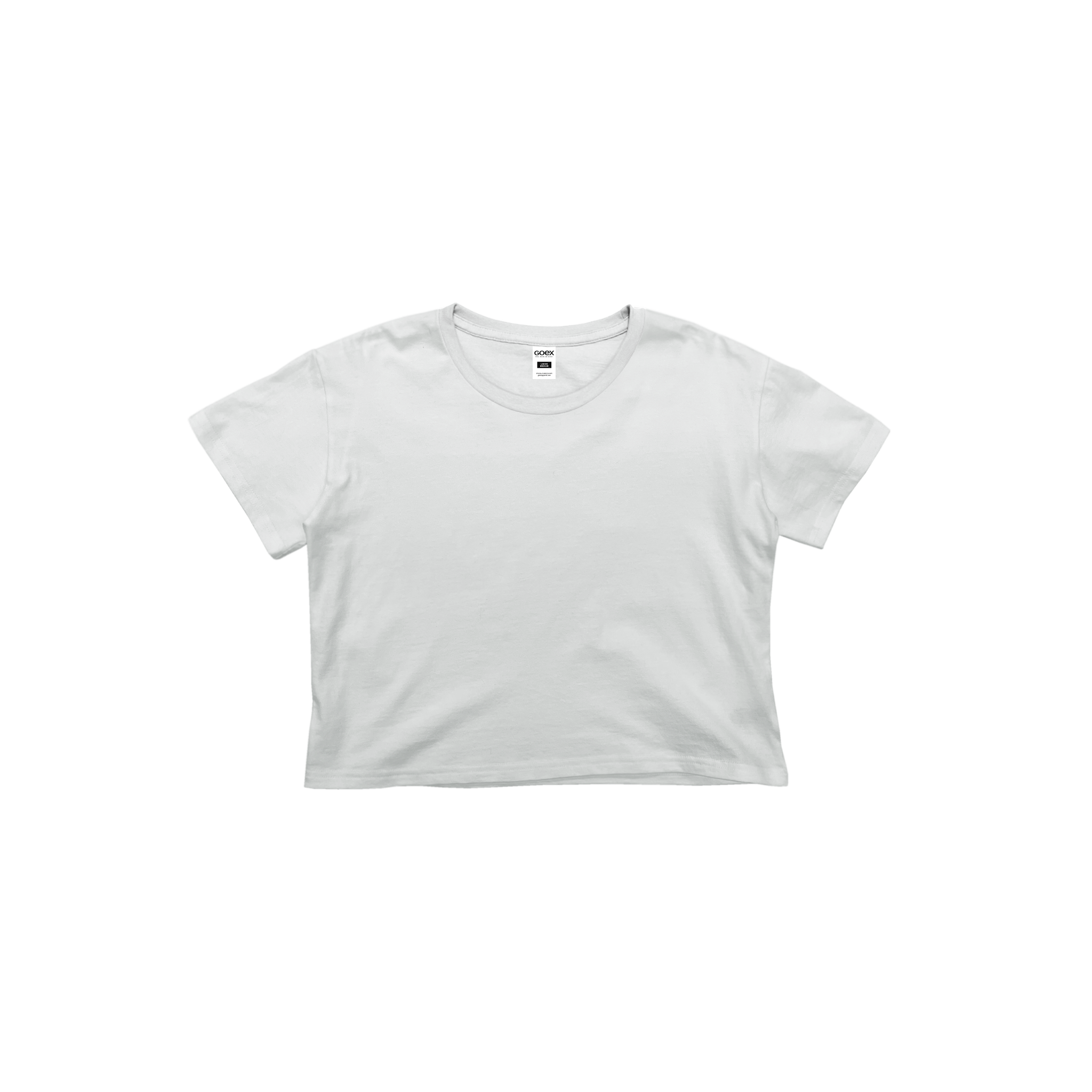 Front Flat Lay of GOEX Ladies Cotton Crop Tee in White