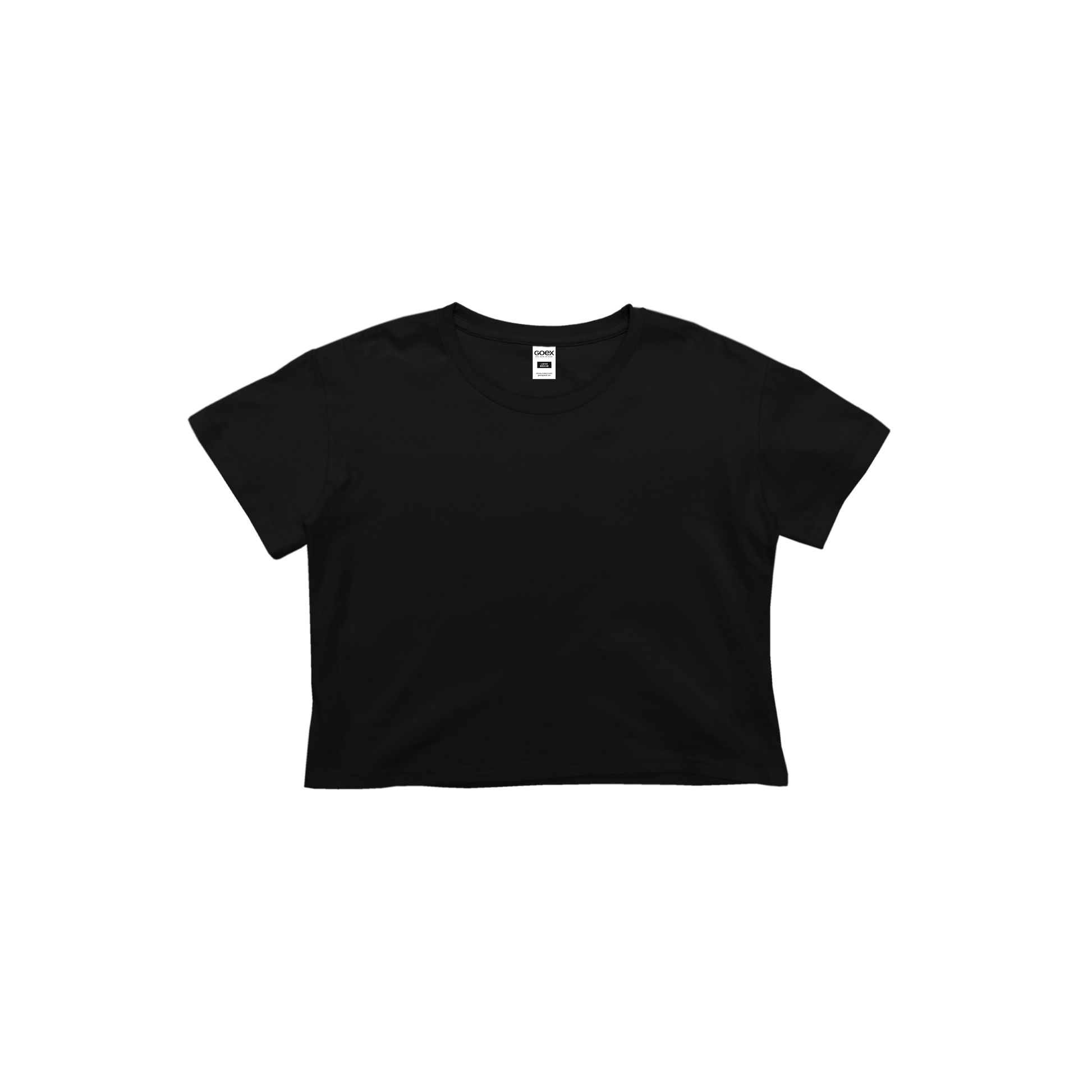 Front Flat Lay of GOEX Ladies Cotton Crop Tee in Black