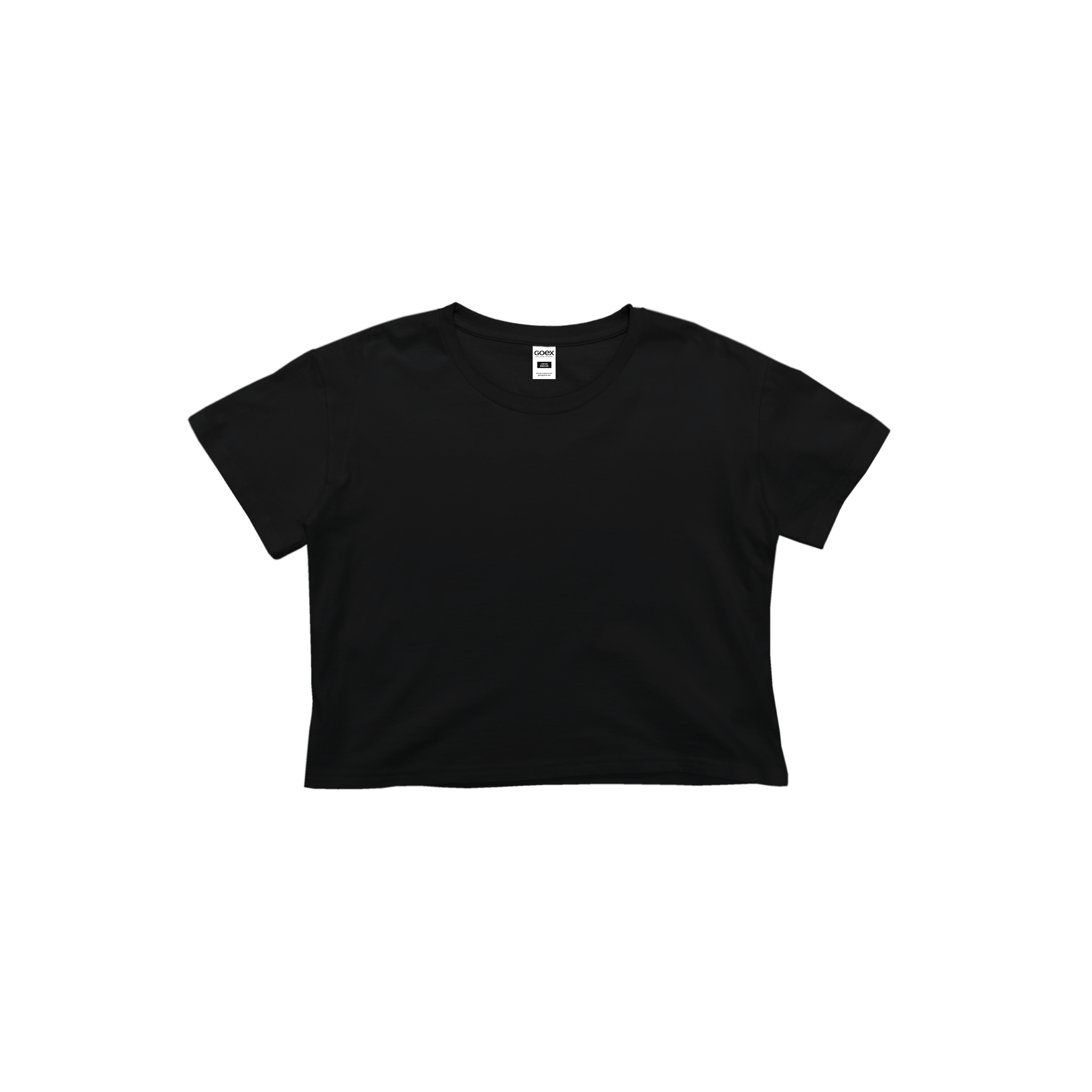 Front Flat Lay of GOEX Ladies Cotton Crop Tee in Black