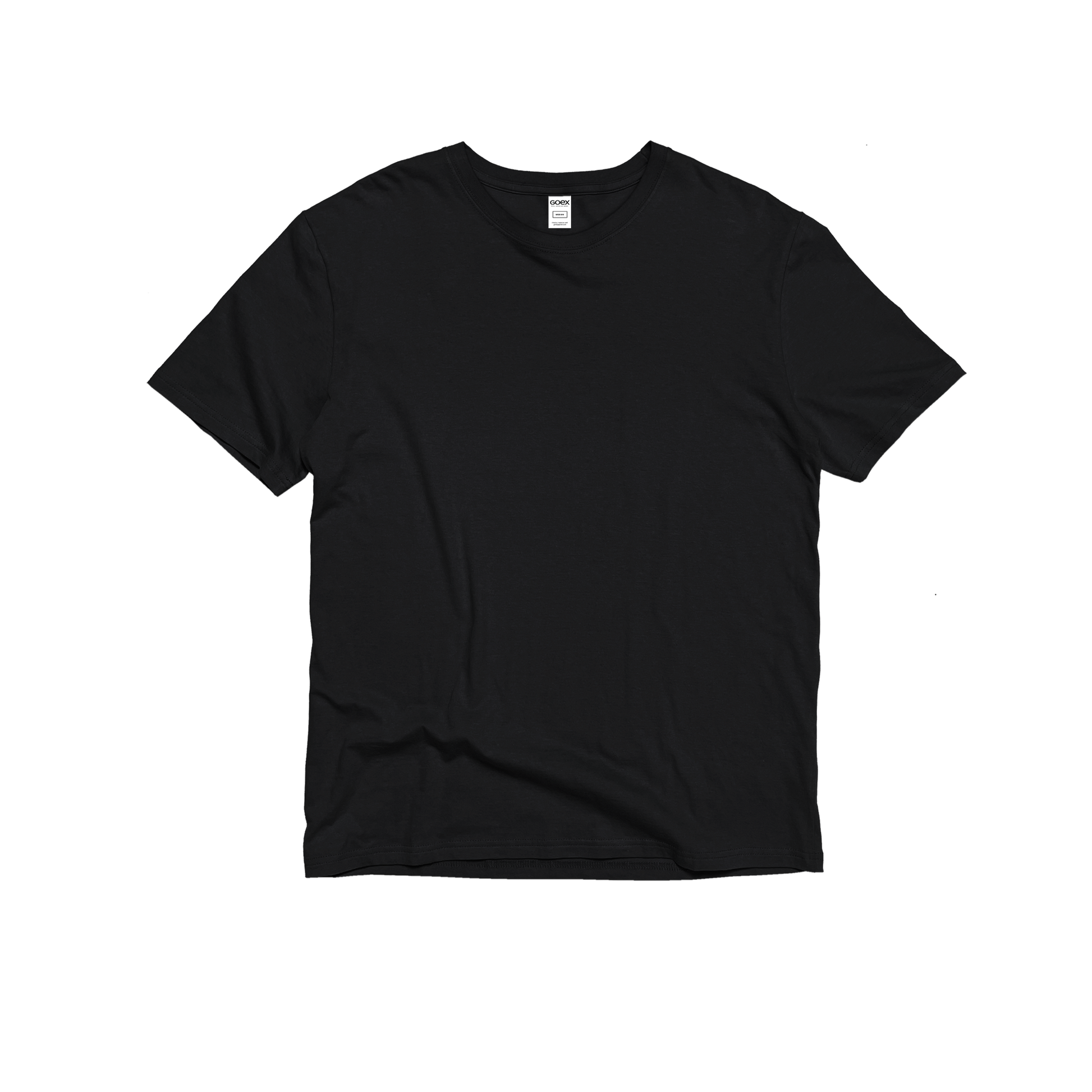 Front Flat Lay of GOEX Unisex and Men's Cotton Tee in Black