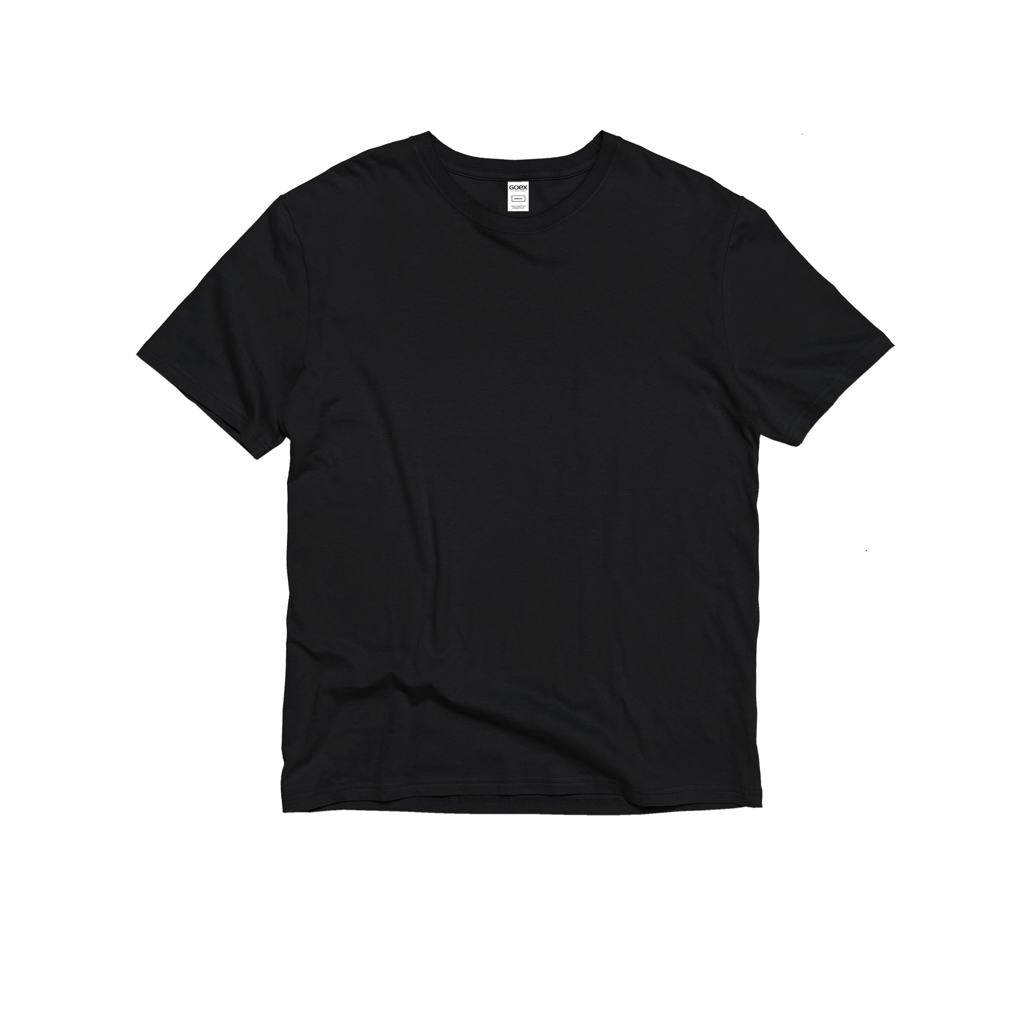 Front Flat Lay of GOEX Unisex and Men's Cotton Tee in Black