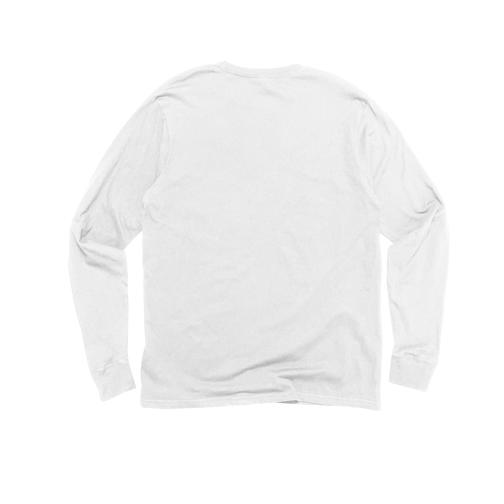 Back Flat Lay of GOEX Unisex and Men's Premium Cotton LS Tee in White