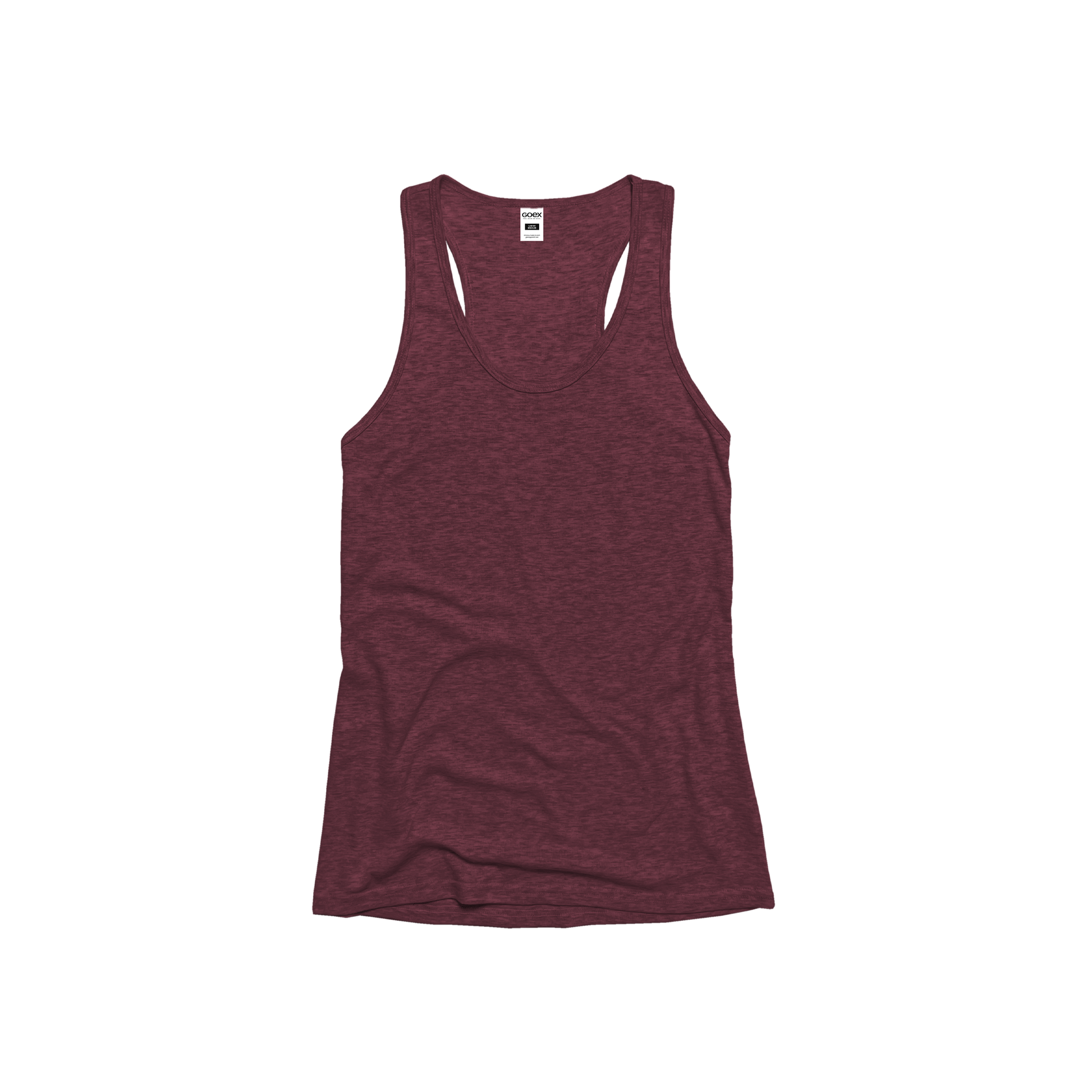 Front Flat Lay of GOEX Ladies Eco Triblend Rib Tank in Wine