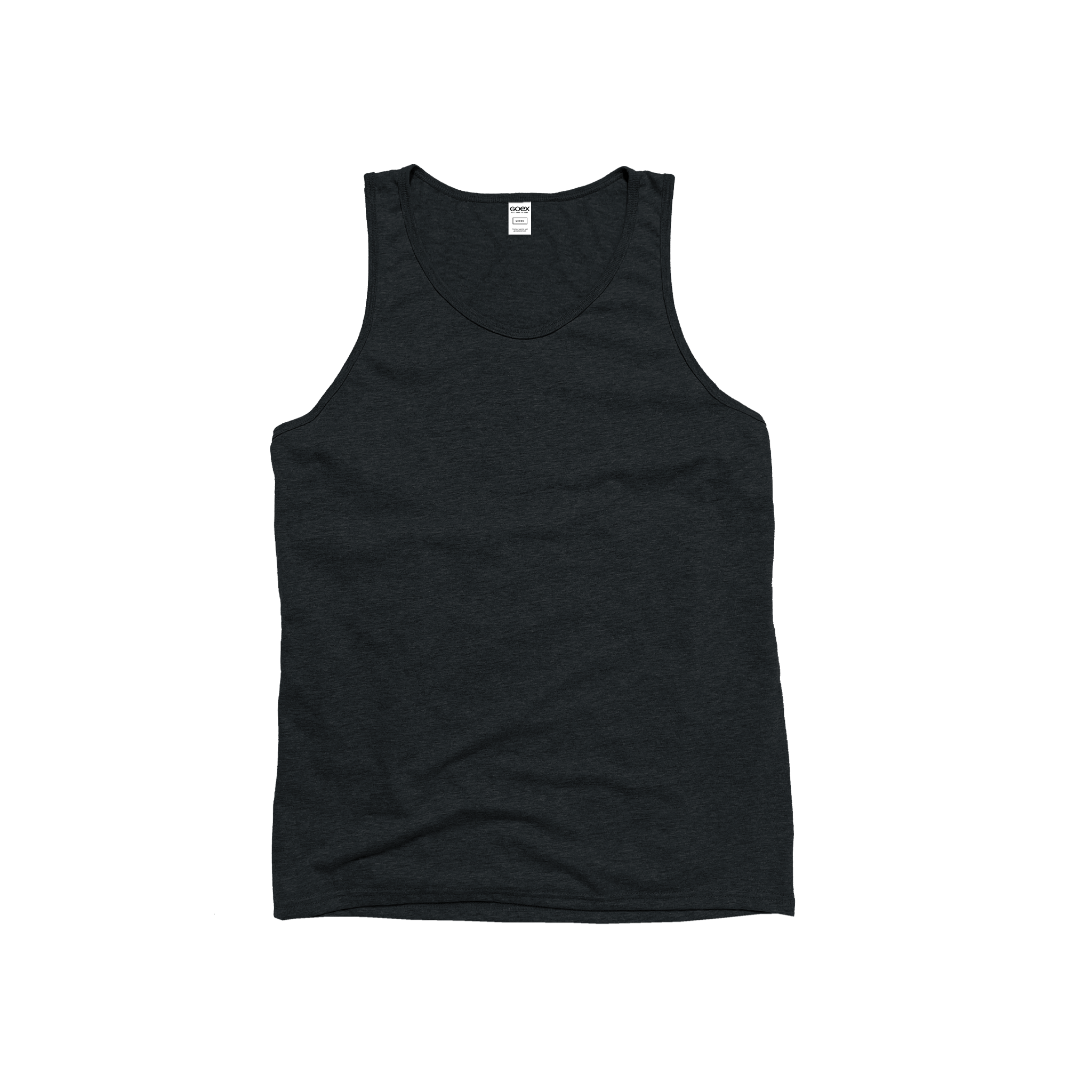 Front Flat Lay of GOEX Unisex and Men's Eco Triblend Tank in Charcoal