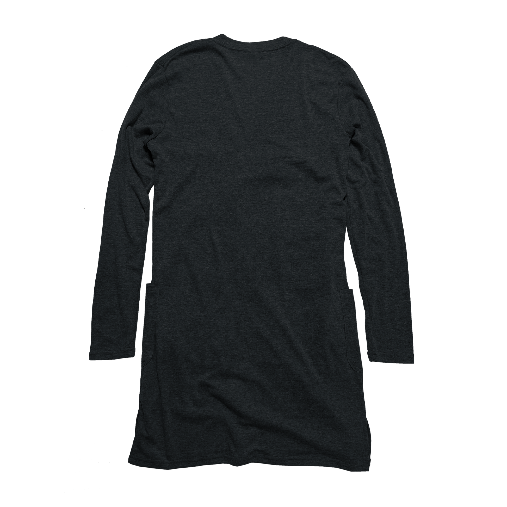 Back Flat Lay of GOEX Ladies Eco Triblend Rib Cardigan in Charcoal