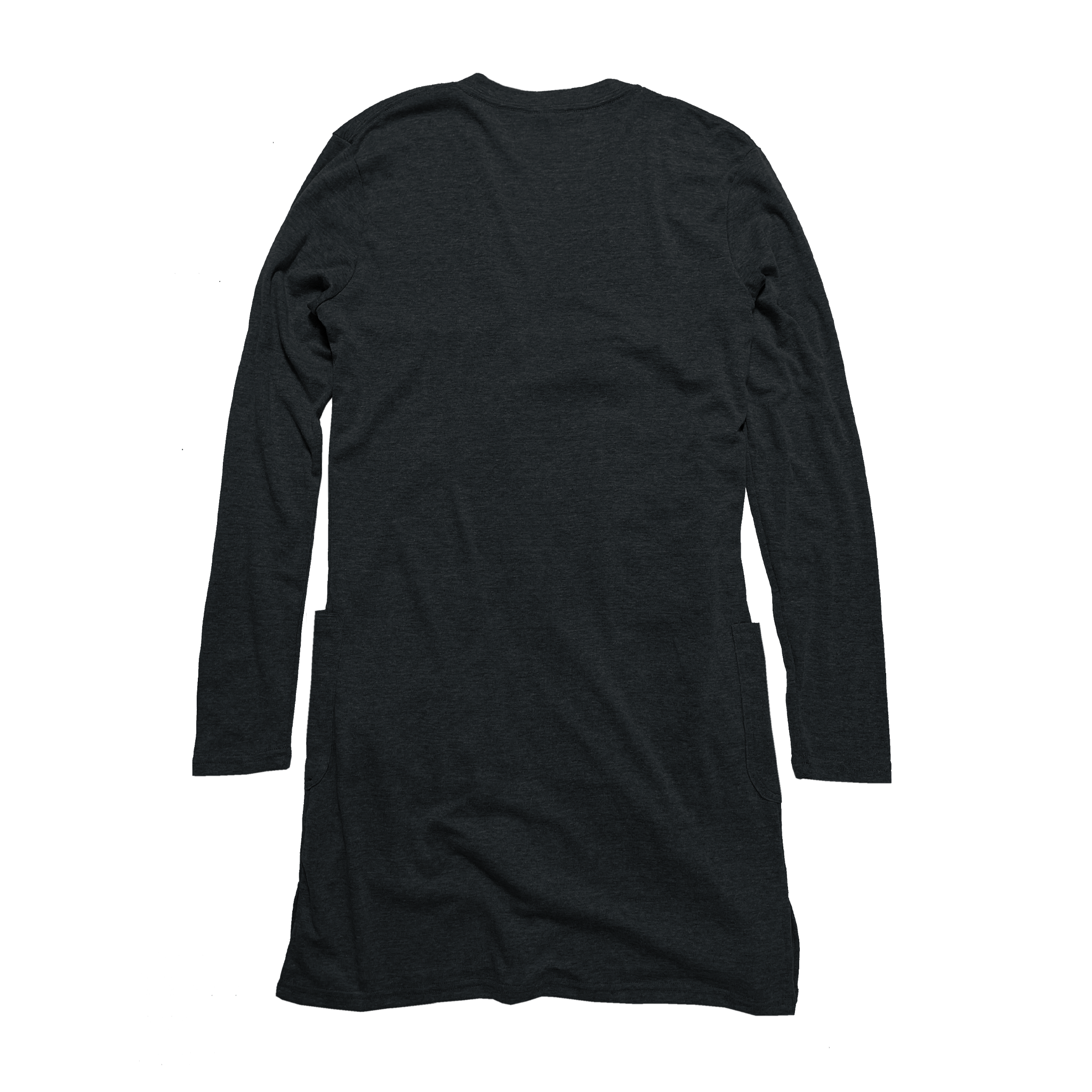 Back Flat Lay of GOEX Ladies Eco Triblend Rib Cardigan in Charcoal