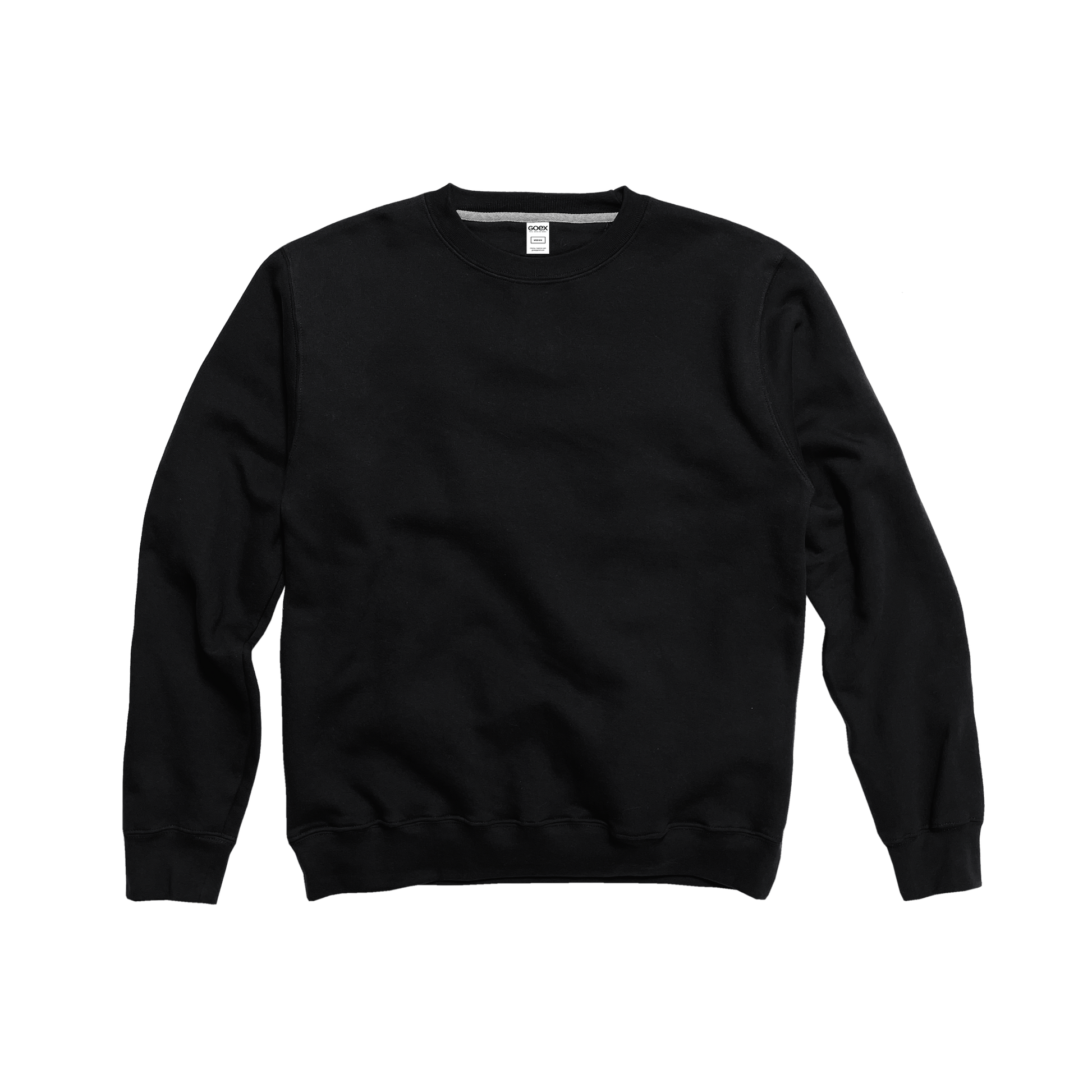 Front Flat Lay of GOEX Unisex and Men's Fleece Crew in Black