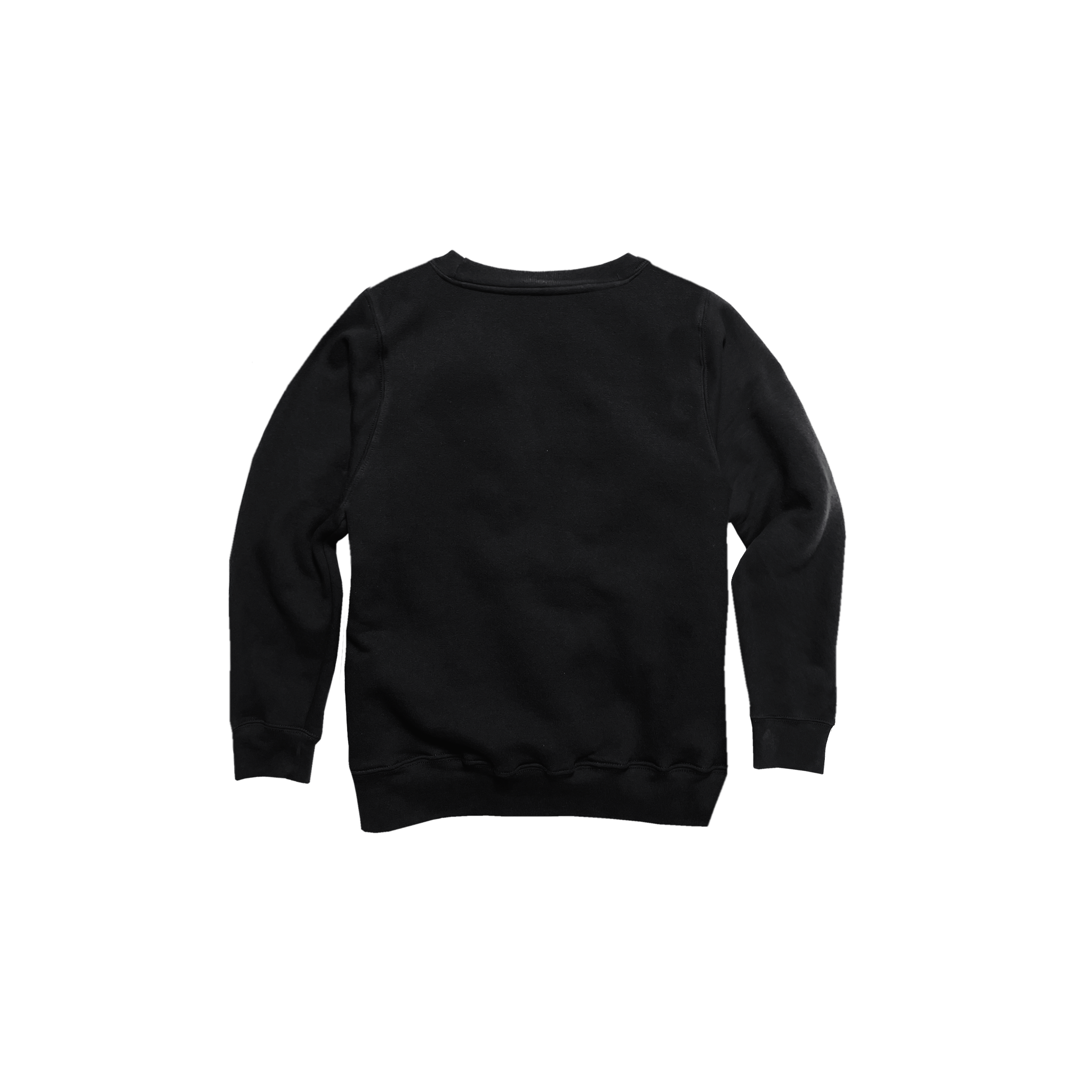 Back Flat Lay of GOEX Youth Fleece Crew in Black
