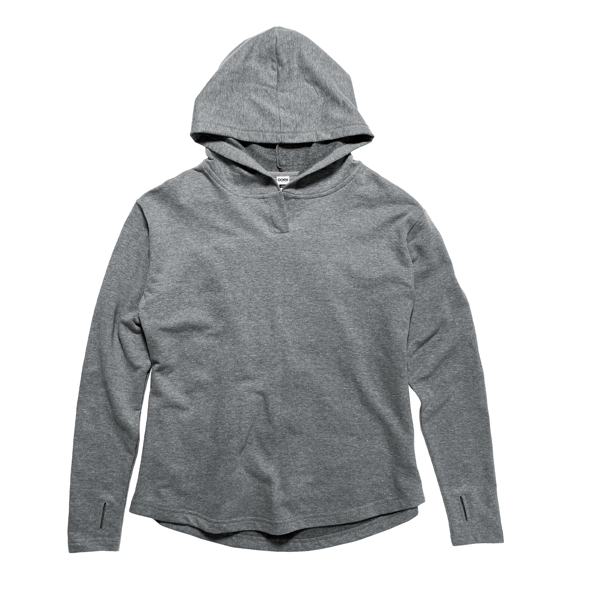 Front Flat Lay of GOEX Ladies Fleece Hoodie in Heather Grey