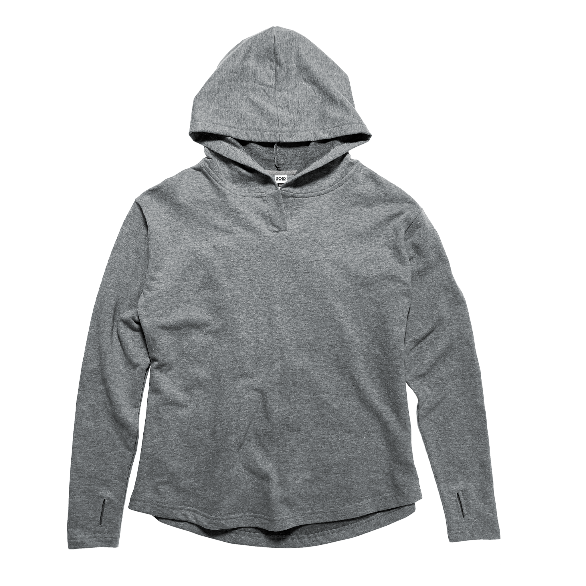Front Flat Lay of GOEX Ladies Fleece Hoodie in Heather Grey