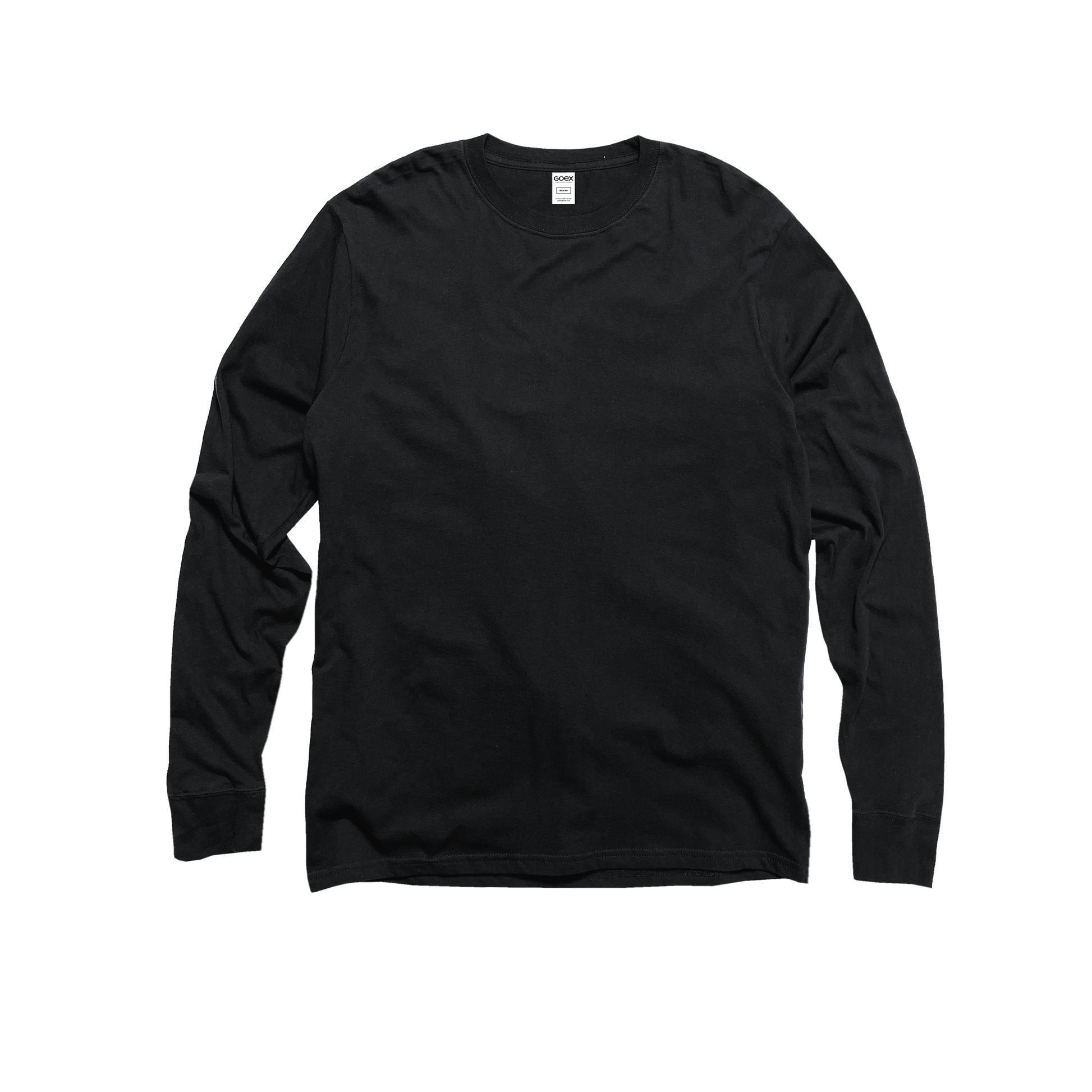 Back Flat Lay of GOEX Unisex and Men's Premium Cotton LS Tee in Black