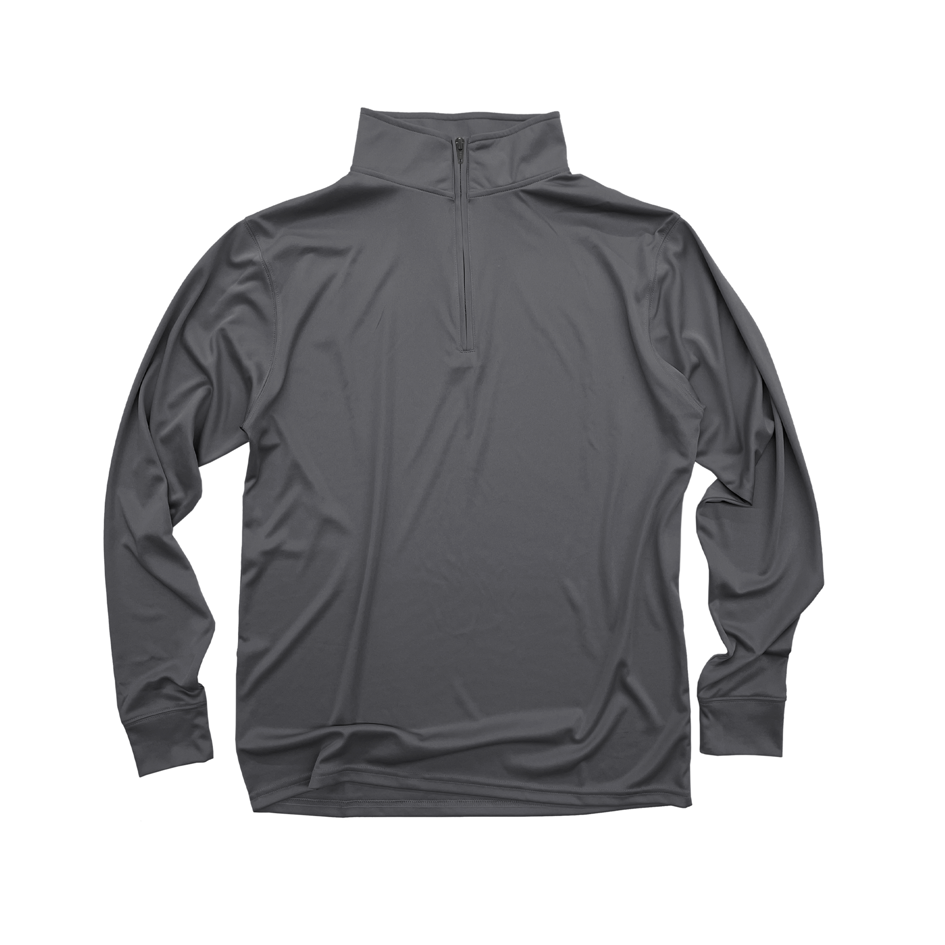 Front Flat Lay of GOEX Unisex and Men's Eco Poly 1/4 Zip in Grey