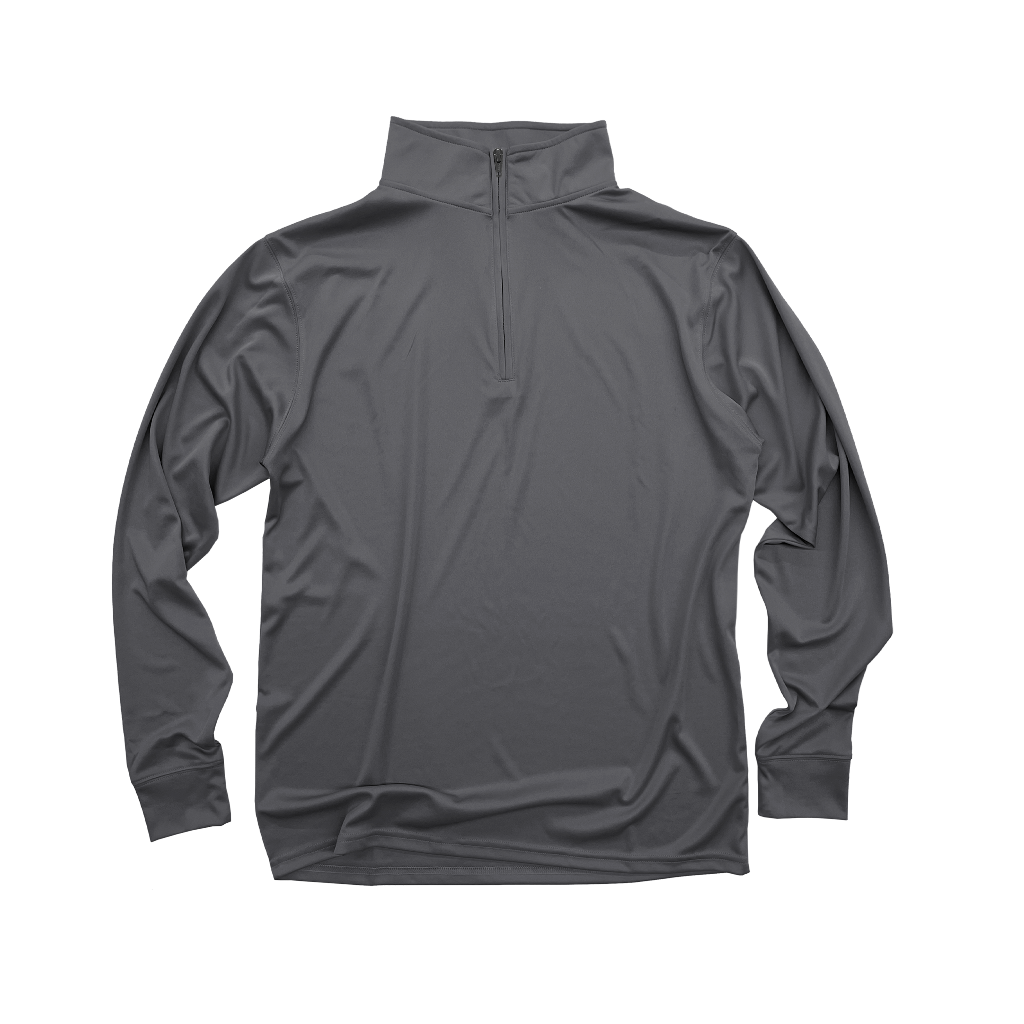 Front Flat Lay of GOEX Unisex and Men's Eco Poly 1/4 Zip in Grey