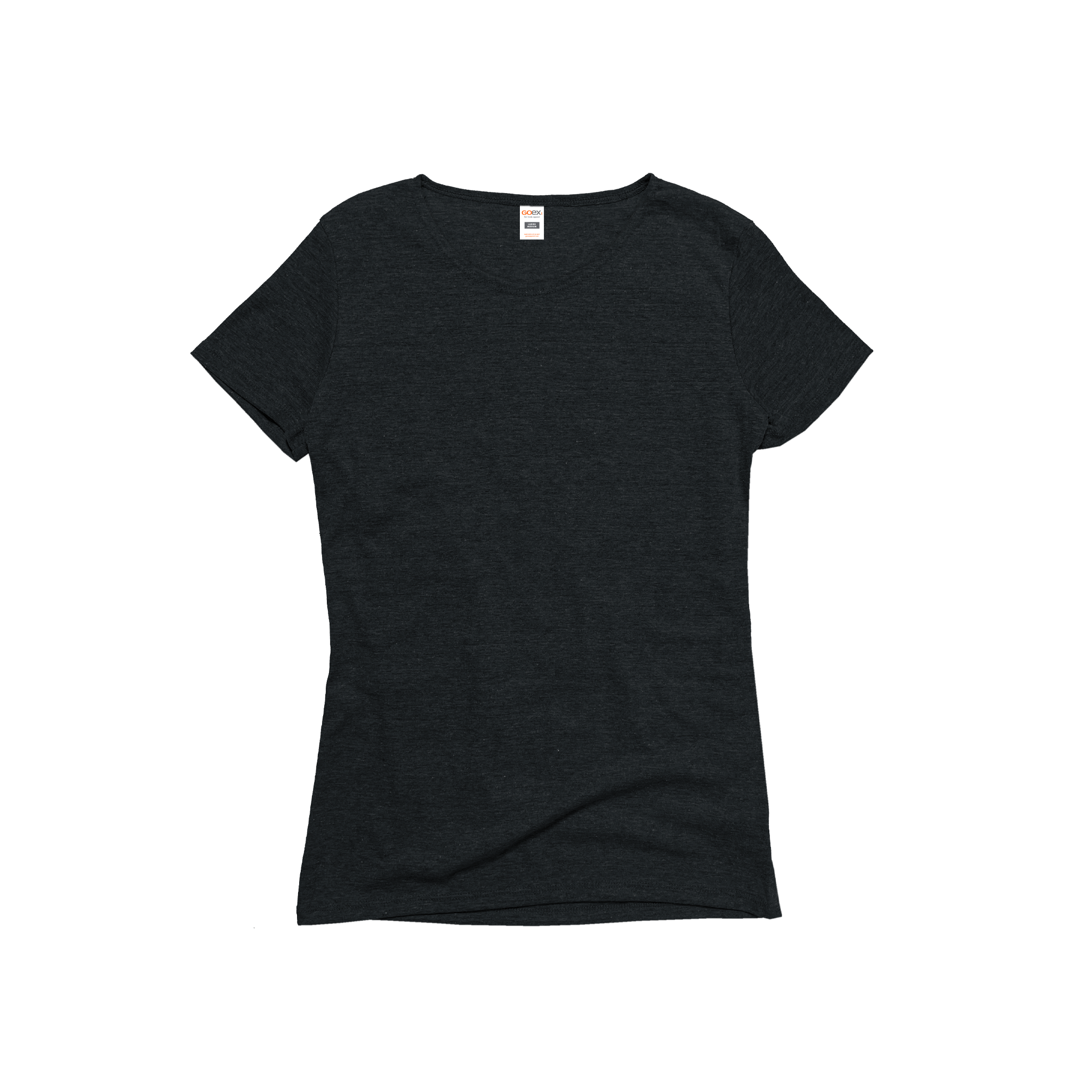 Front Flat Lay of GOEX Ladies Eco Triblend Rib Tee in Charcoal