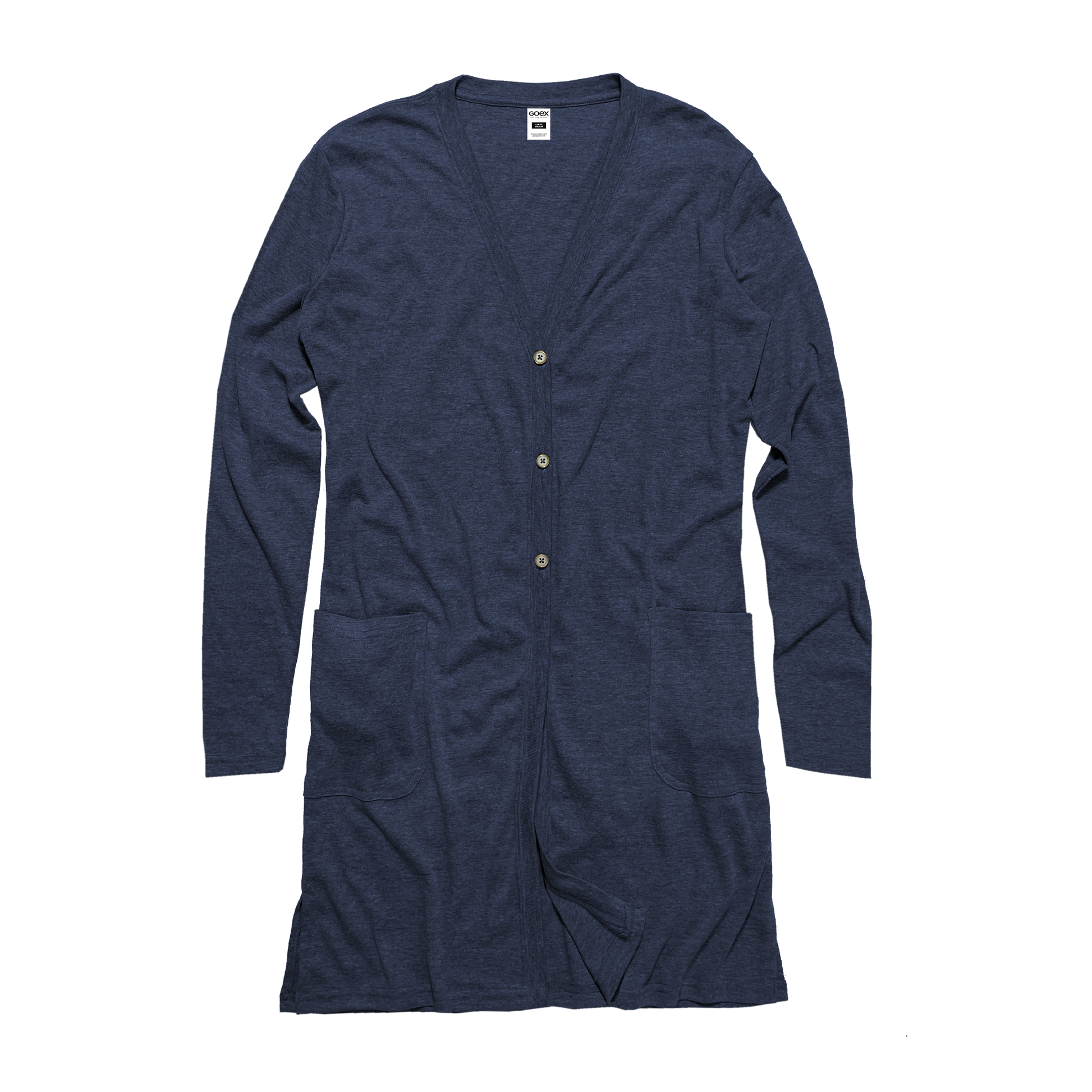 Front Flat Lay of GOEX Ladies Eco Triblend Rib Cardigan in Navy