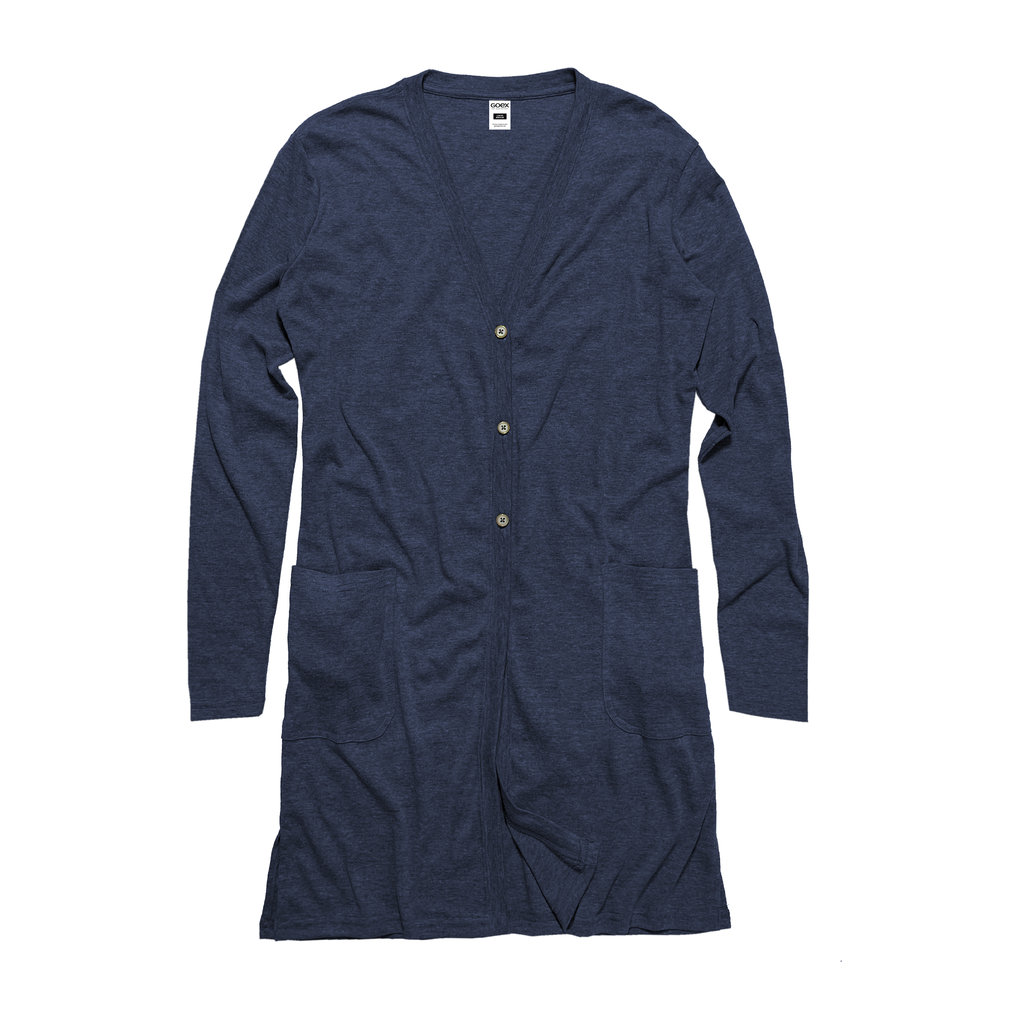 Front Flat Lay of GOEX Ladies Eco Triblend Rib Cardigan in Navy