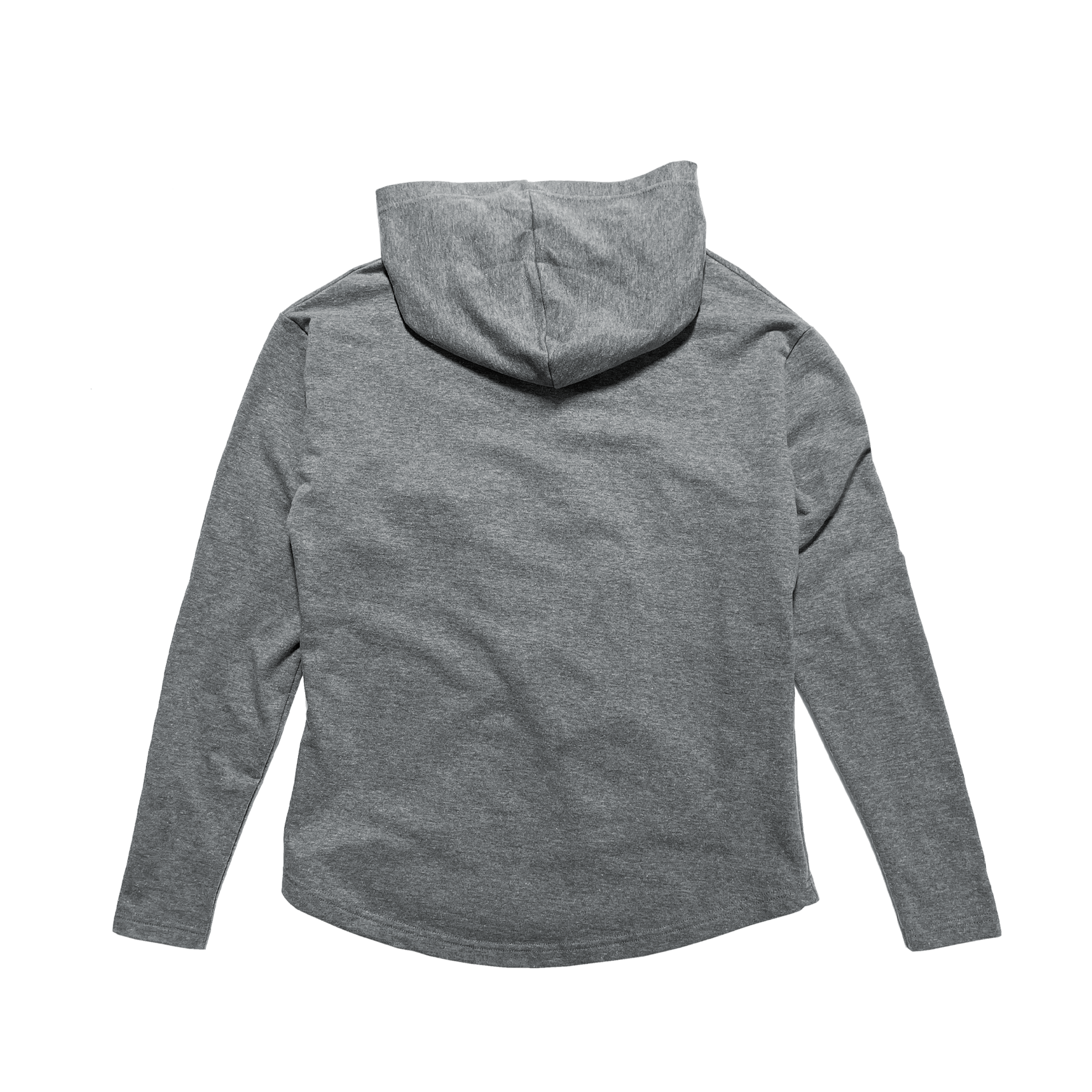 Back Flat Lay of GOEX Ladies Fleece Hoodie in Heather Grey