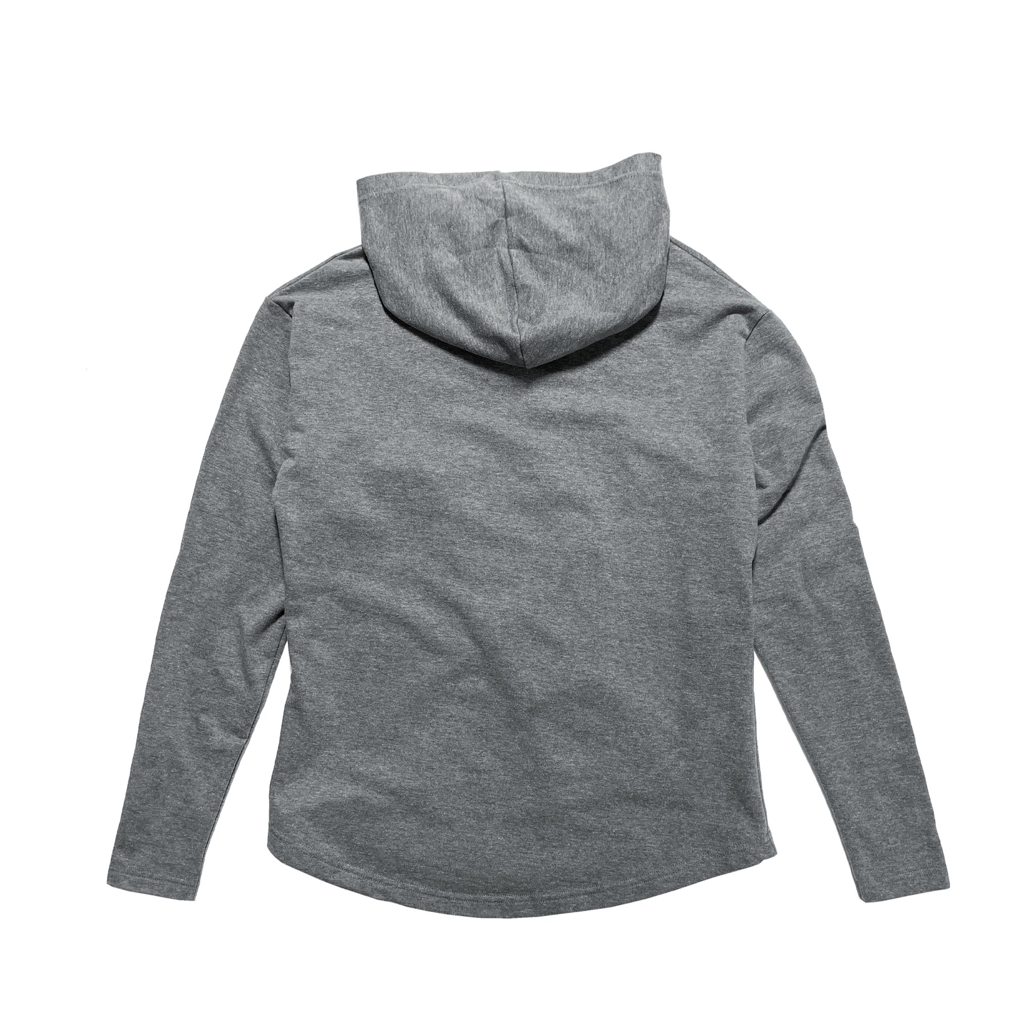 Back Flat Lay of GOEX Ladies Fleece Hoodie in Heather Grey