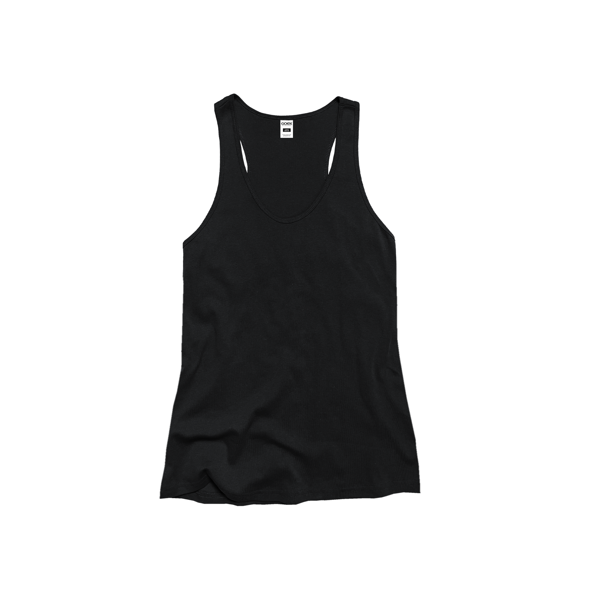 Front Flat Lay of GOEX Ladies Cotton Rib Tank in Black