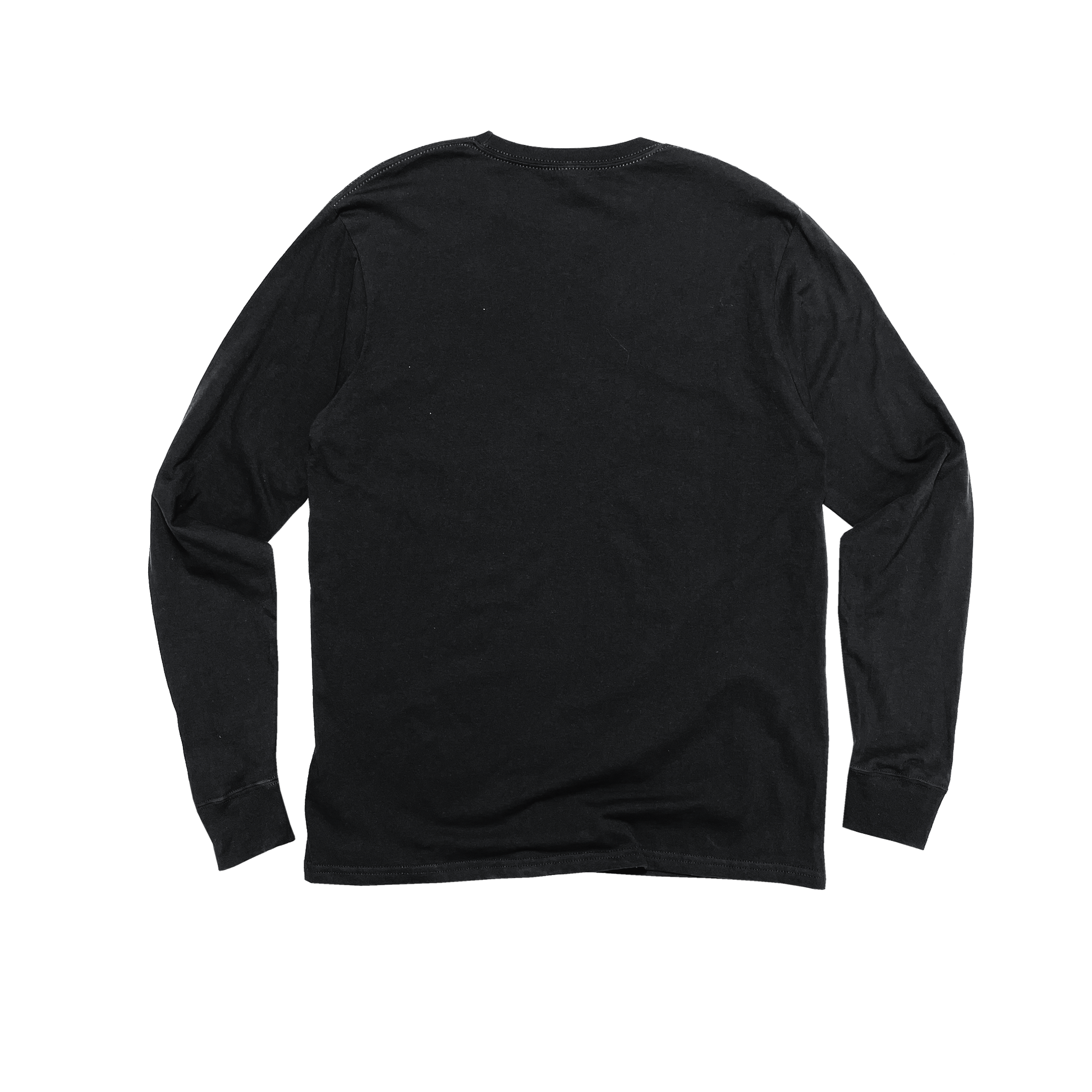 Back Flat Lay of GOEX Unisex and Men's Premium Cotton LS Tee in Black