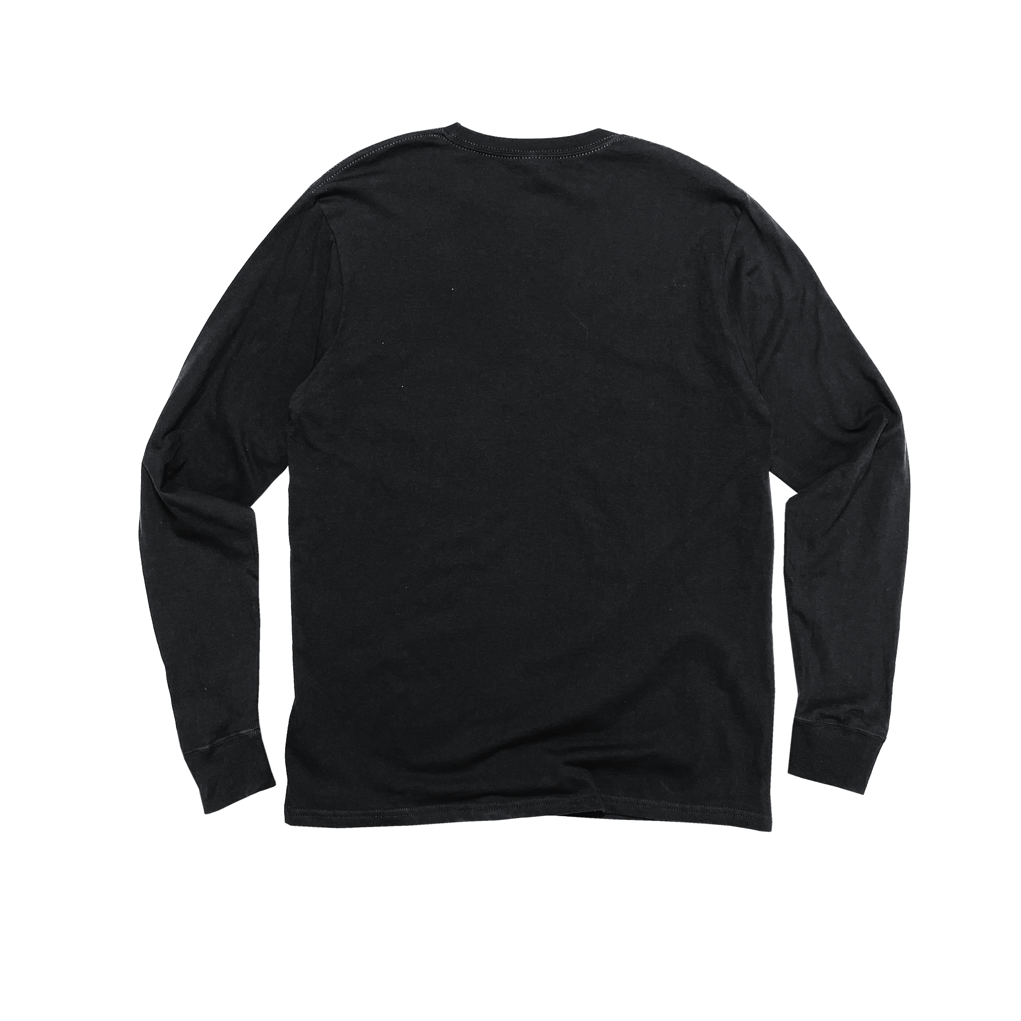Back Flat Lay of GOEX Unisex and Men's Premium Cotton LS Tee in Black