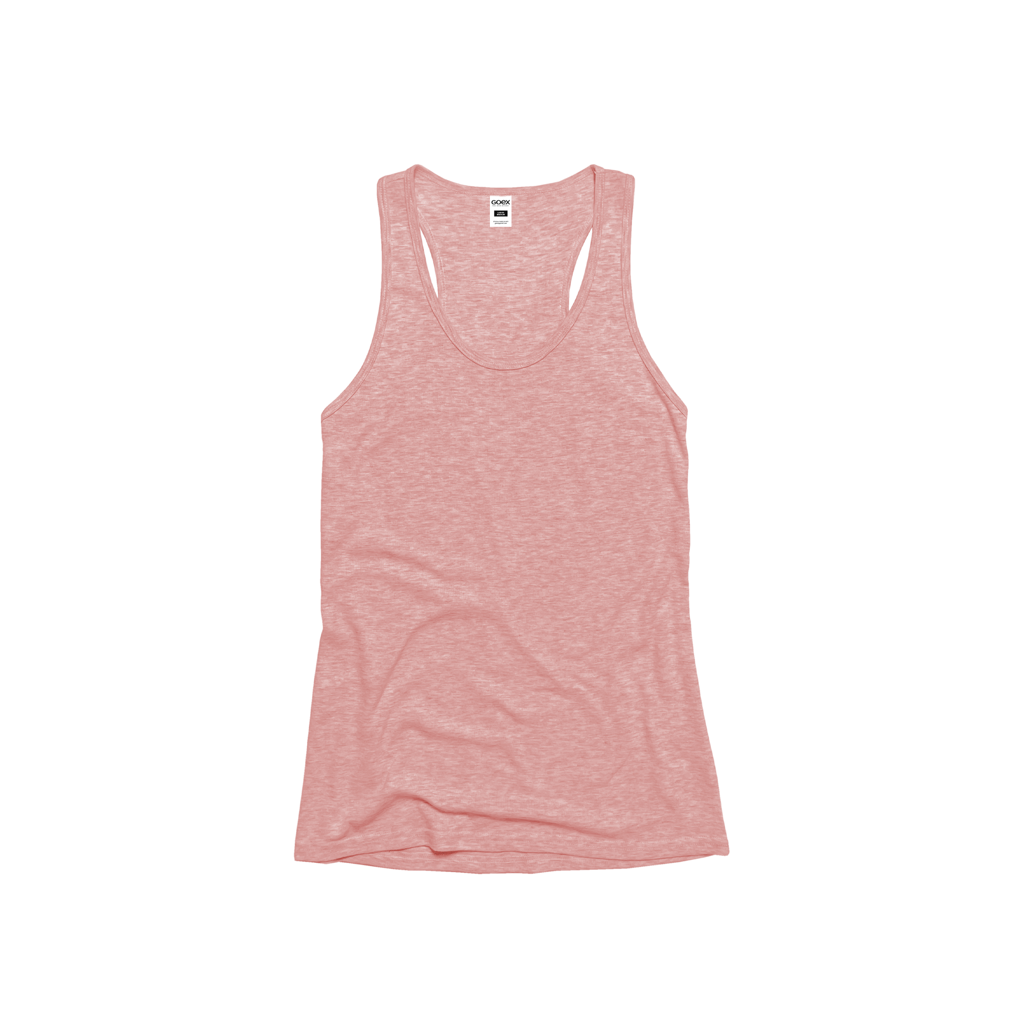 Front Flat Lay of GOEX Ladies Eco Triblend Rib Tank in Rose