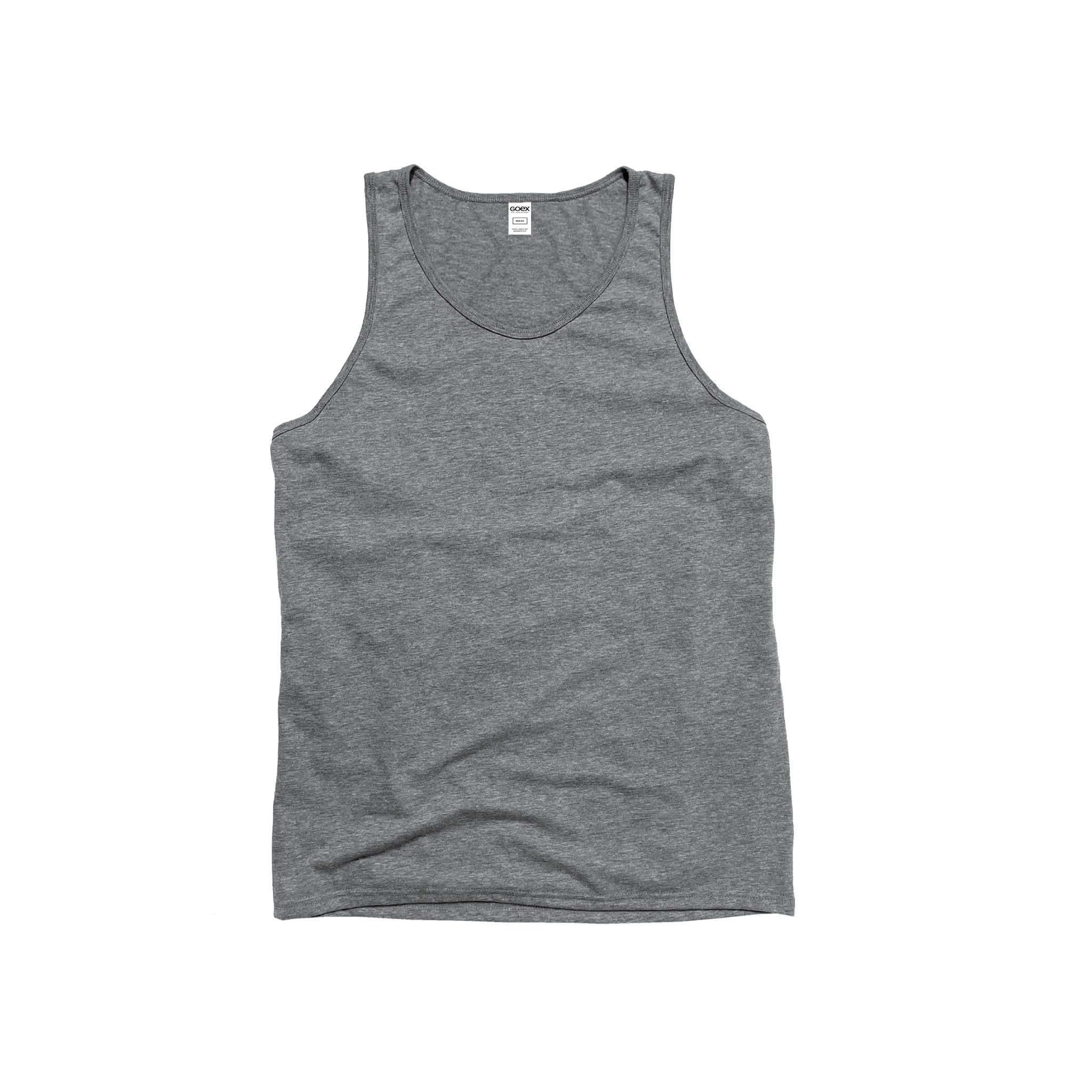 Front Flat Lay of GOEX Unisex and Men's Eco Triblend Tank in Heather Grey