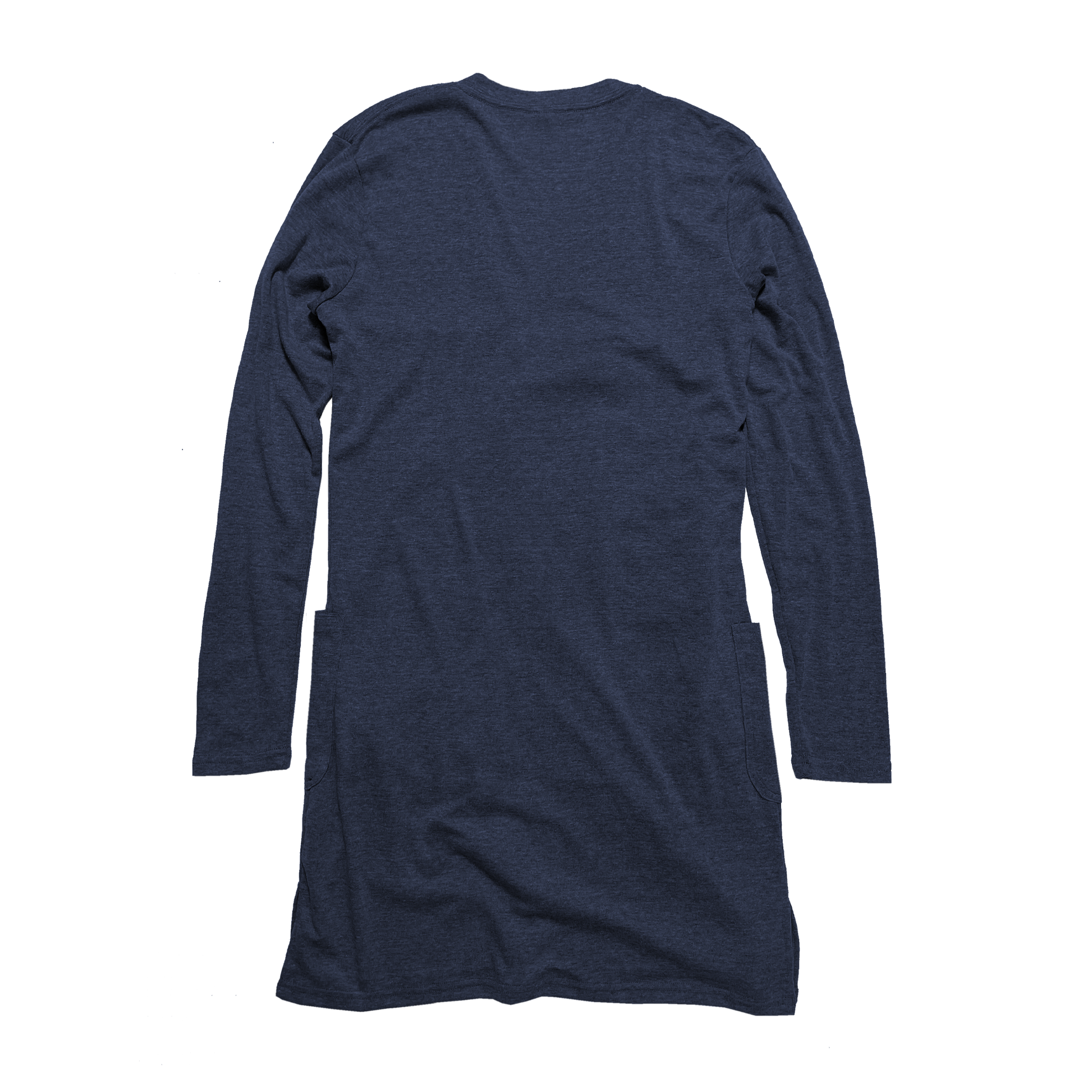 Back Flat Lay of GOEX Ladies Eco Triblend Rib Cardigan in Navy