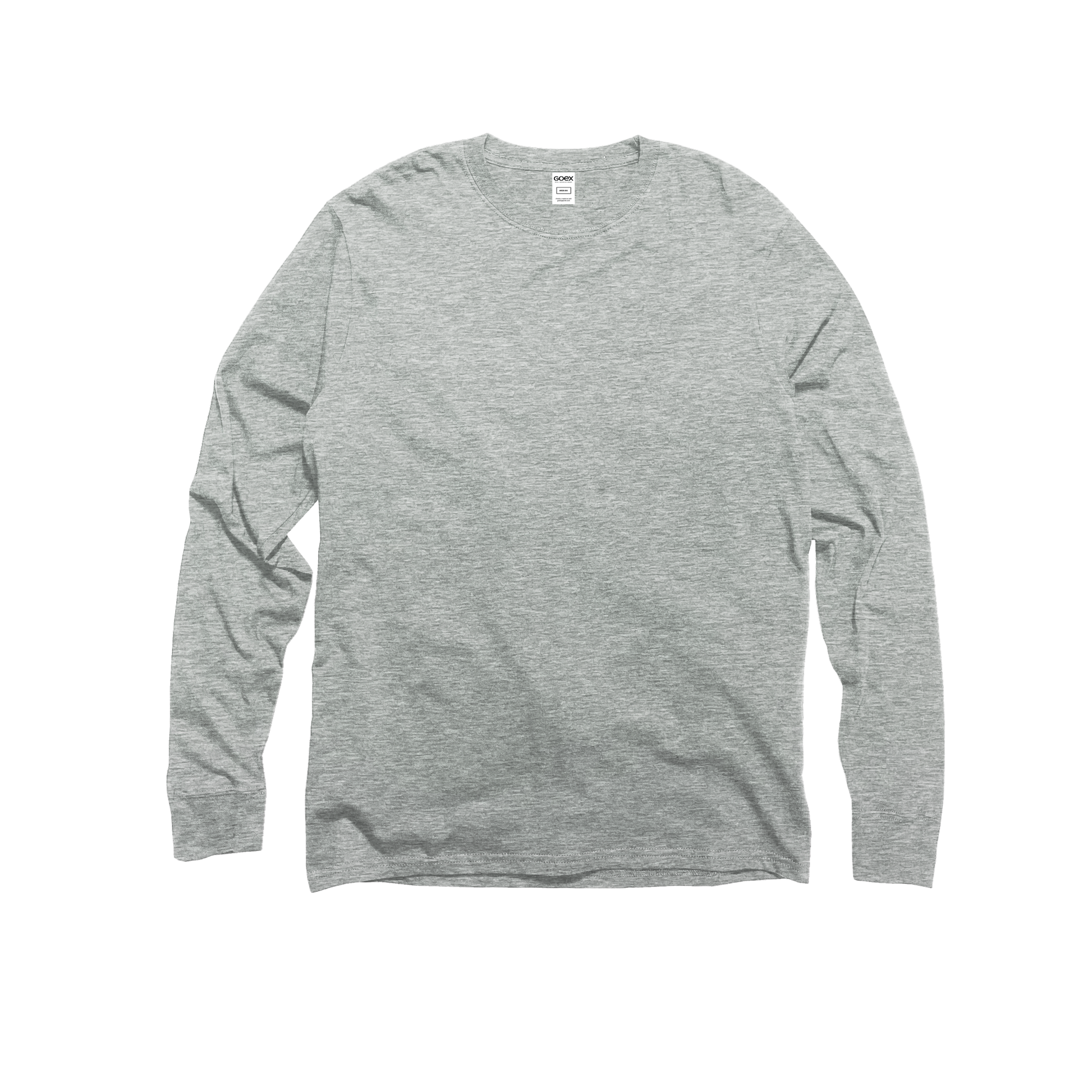 Front Flat Lay of GOEX Unisex and Men's Premium Cotton LS Tee in Oxford
