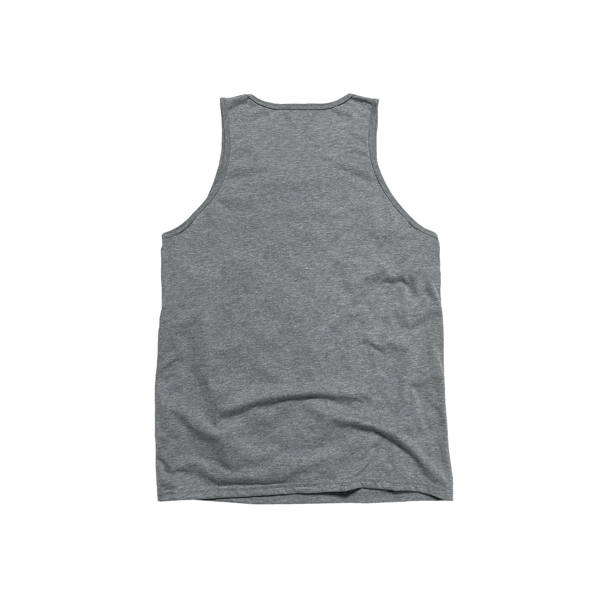 Back Flat Lay of GOEX Unisex and Men's Eco Triblend Tank in Heather Grey