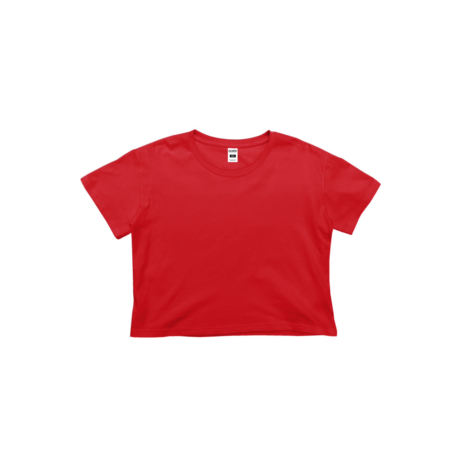 Front Flat Lay of GOEX Ladies Cotton Crop Tee in Red