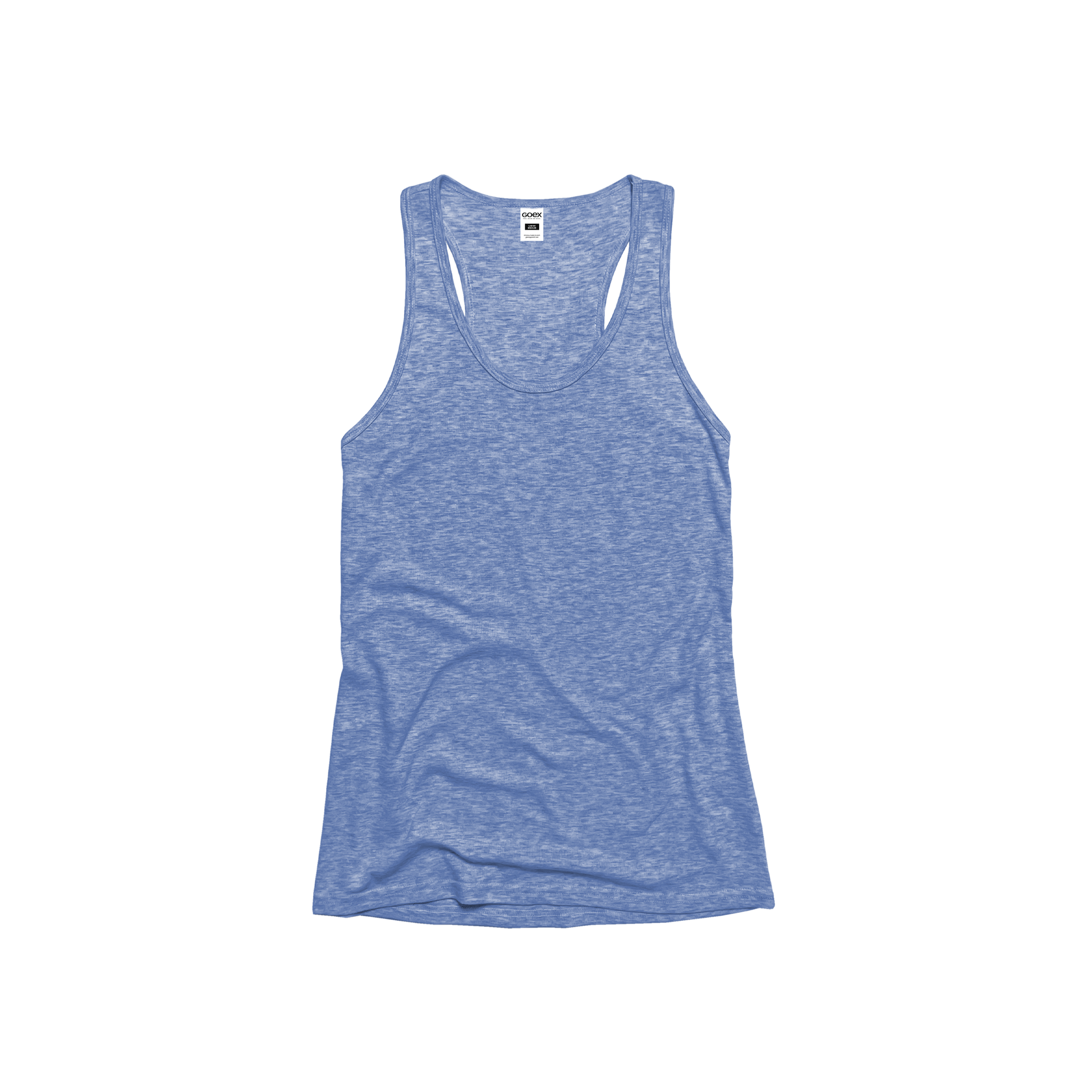 Front Flat Lay of GOEX Ladies Eco Triblend Rib Tank in Light Blue