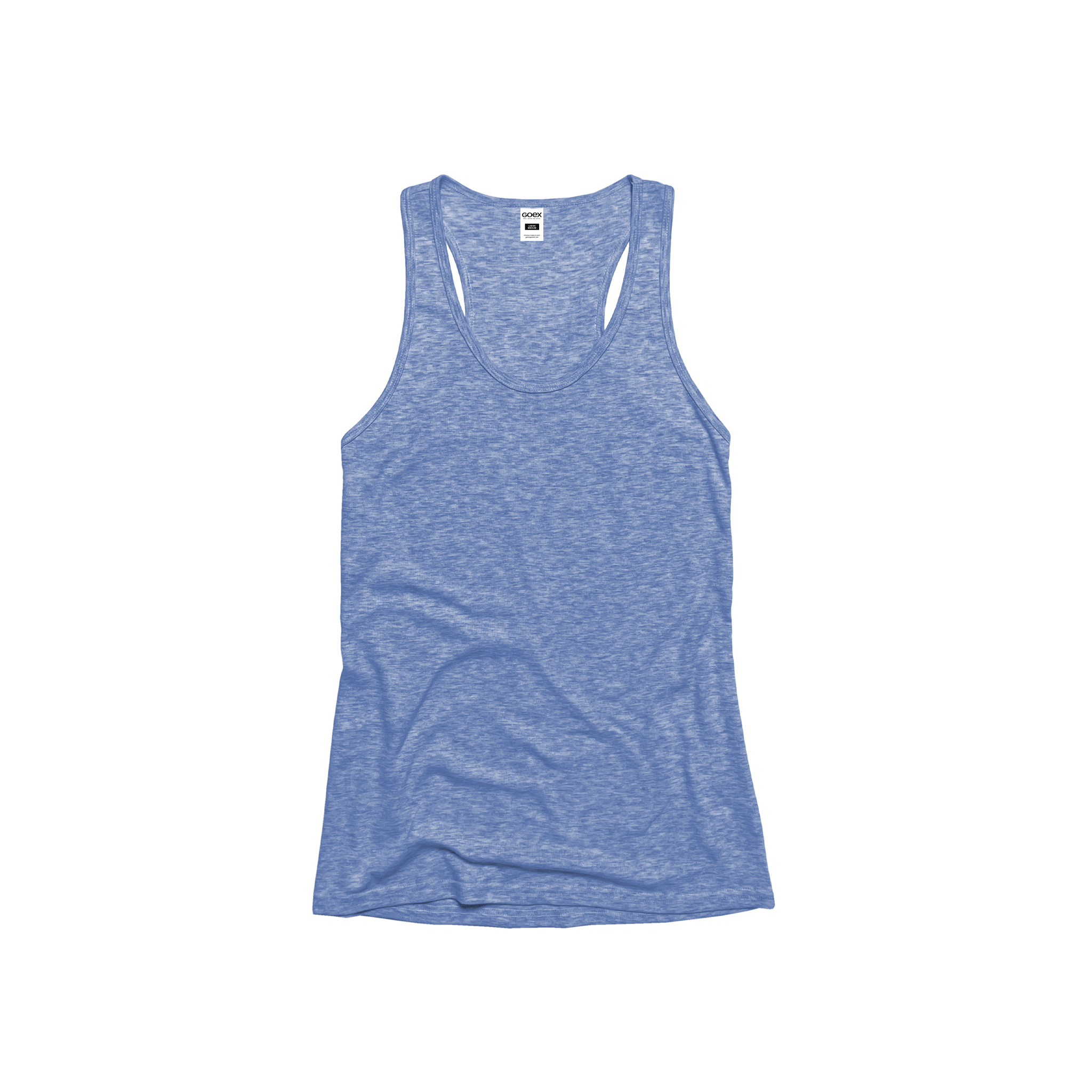 Front Flat Lay of GOEX Ladies Eco Triblend Rib Tank in Light Blue