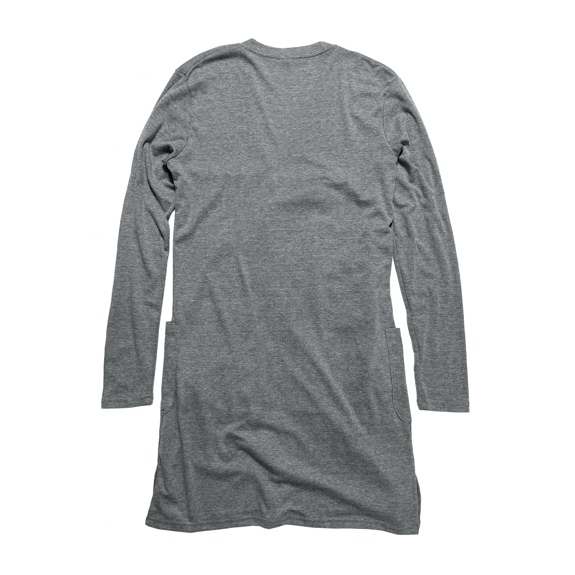 Back Flat Lay of GOEX Ladies Eco Triblend Rib Cardigan in Heather Grey