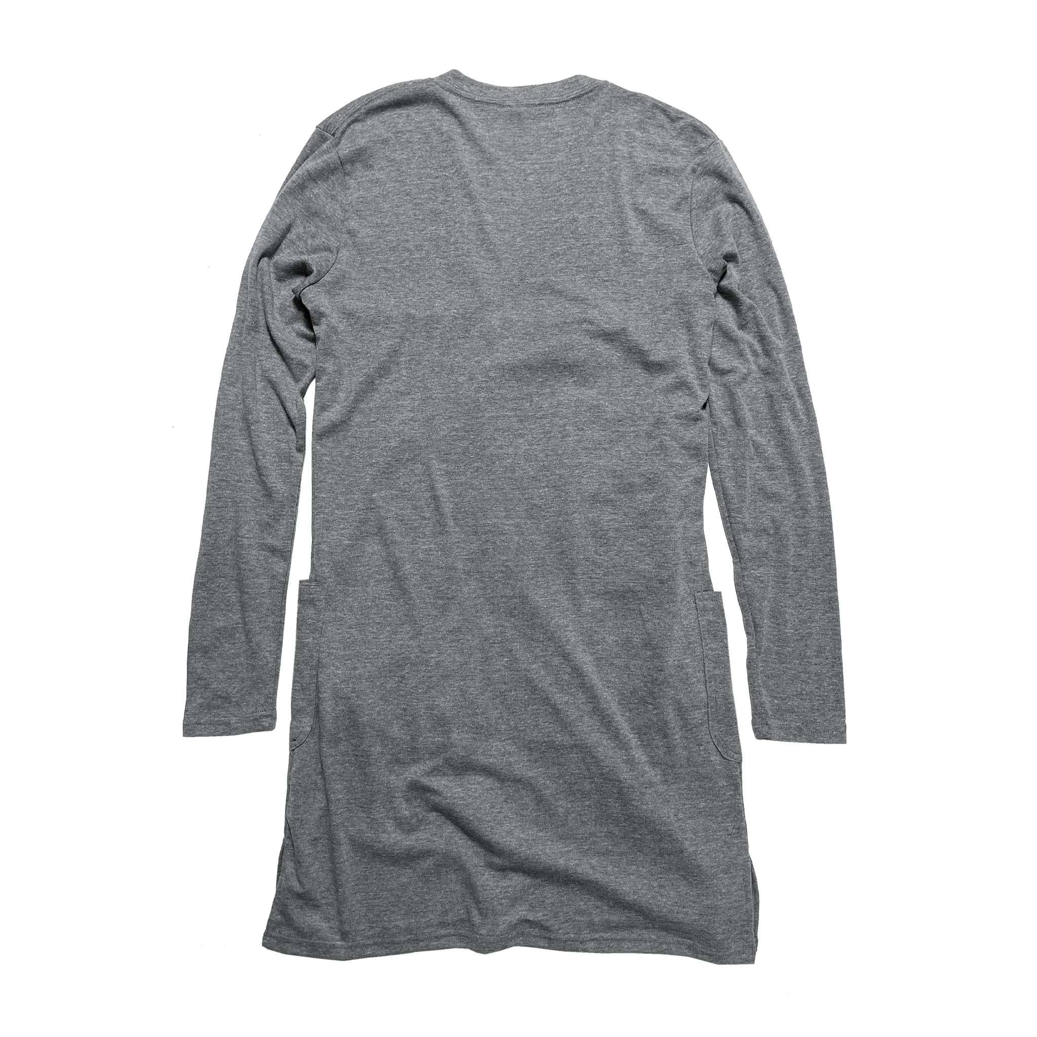 Back Flat Lay of GOEX Ladies Eco Triblend Rib Cardigan in Heather Grey