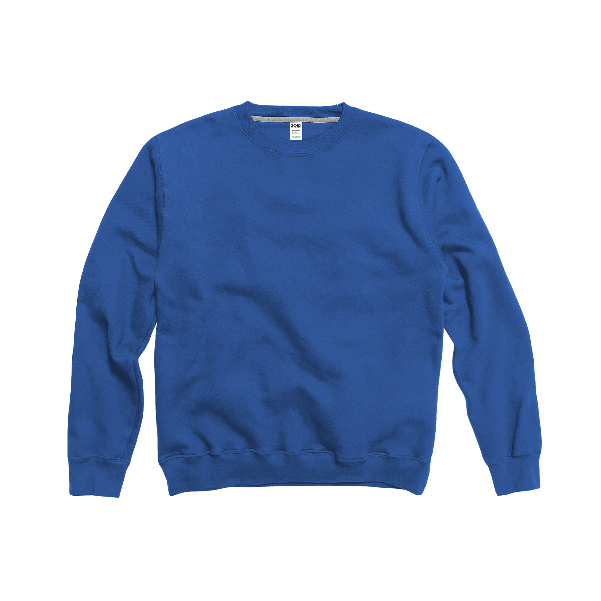 Front Flat Lay of GOEX Unisex and Men's Fleece Crew in Royal
