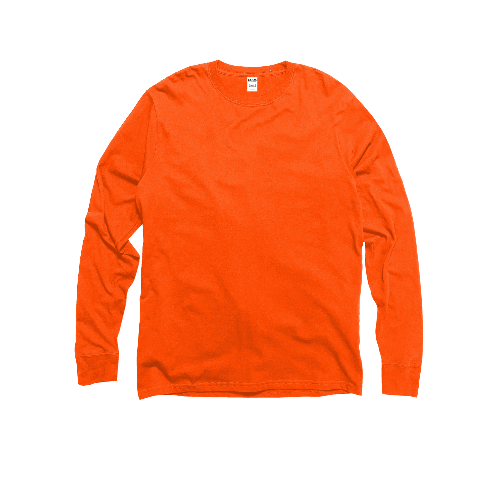 Front Flat Lay of GOEX Unisex and Men's Premium Cotton LS Tee in Orange