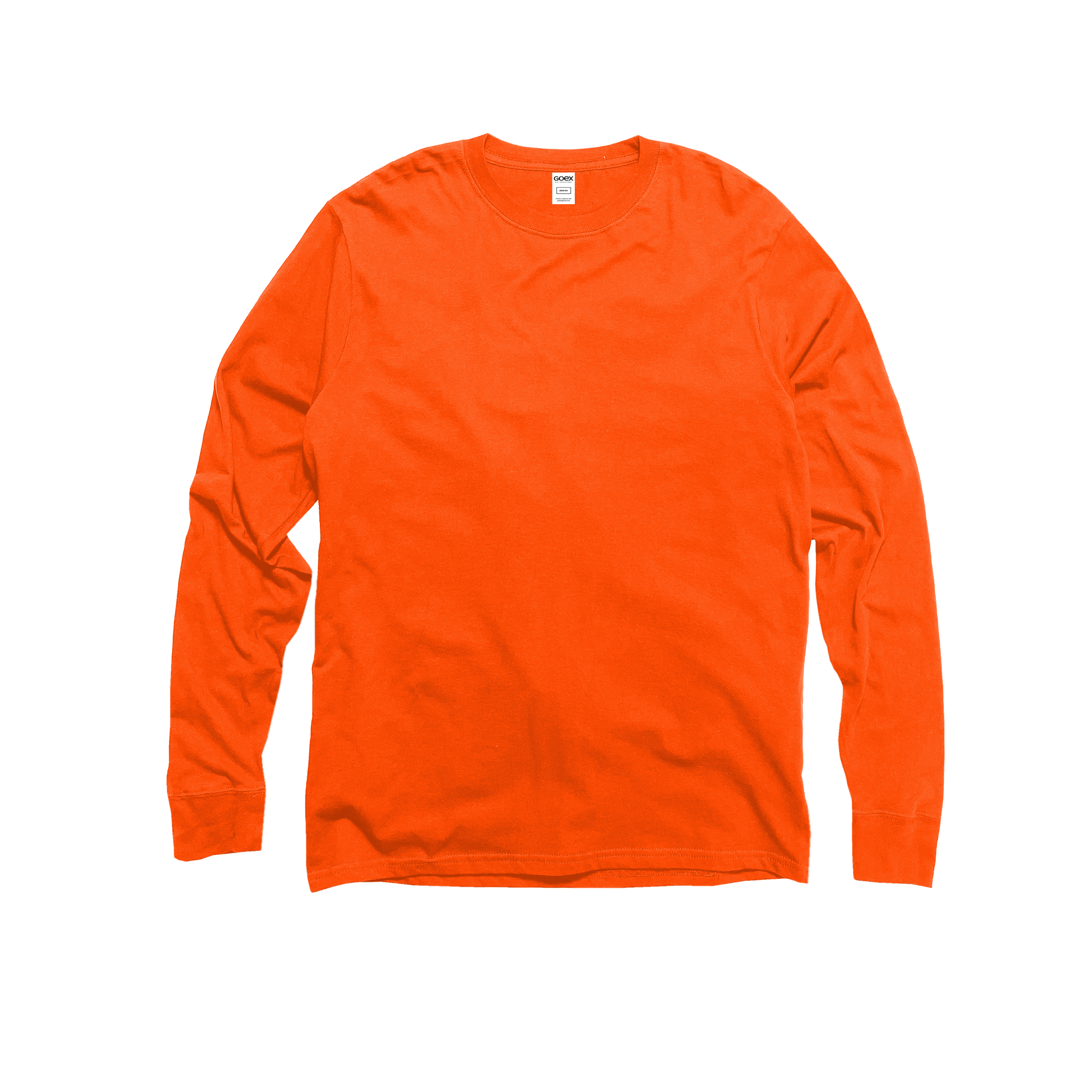 Front Flat Lay of GOEX Unisex and Men's Premium Cotton LS Tee in Orange