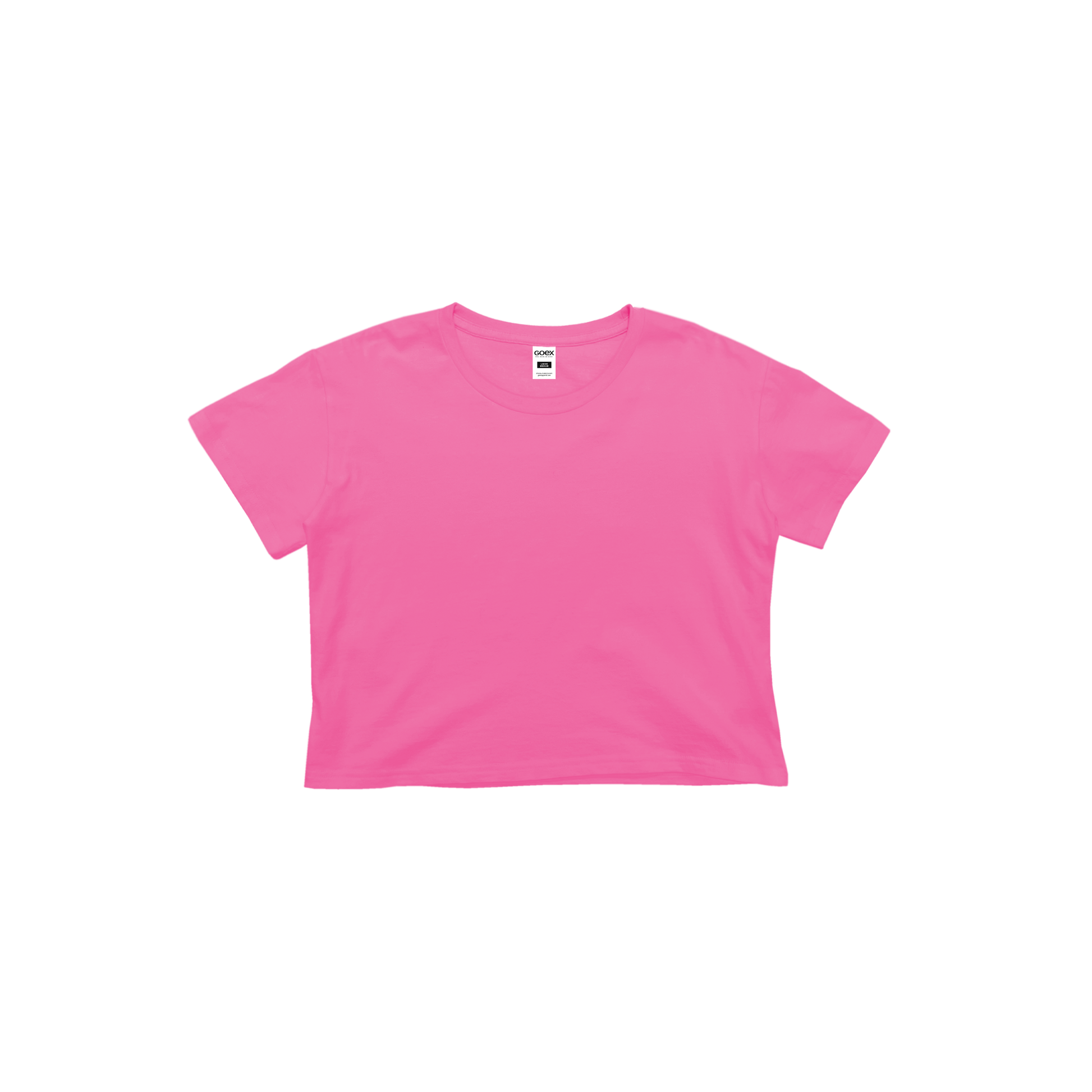 Front Flat Lay of GOEX Ladies Cotton Crop Tee in Bubblegum