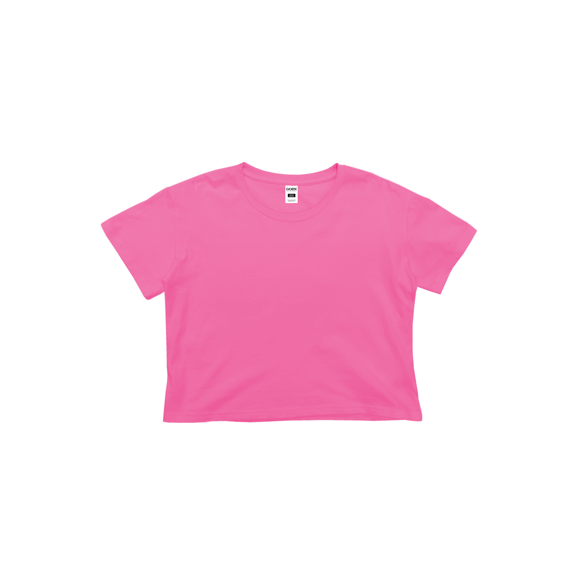 Front Flat Lay of GOEX Ladies Cotton Crop Tee in Bubblegum